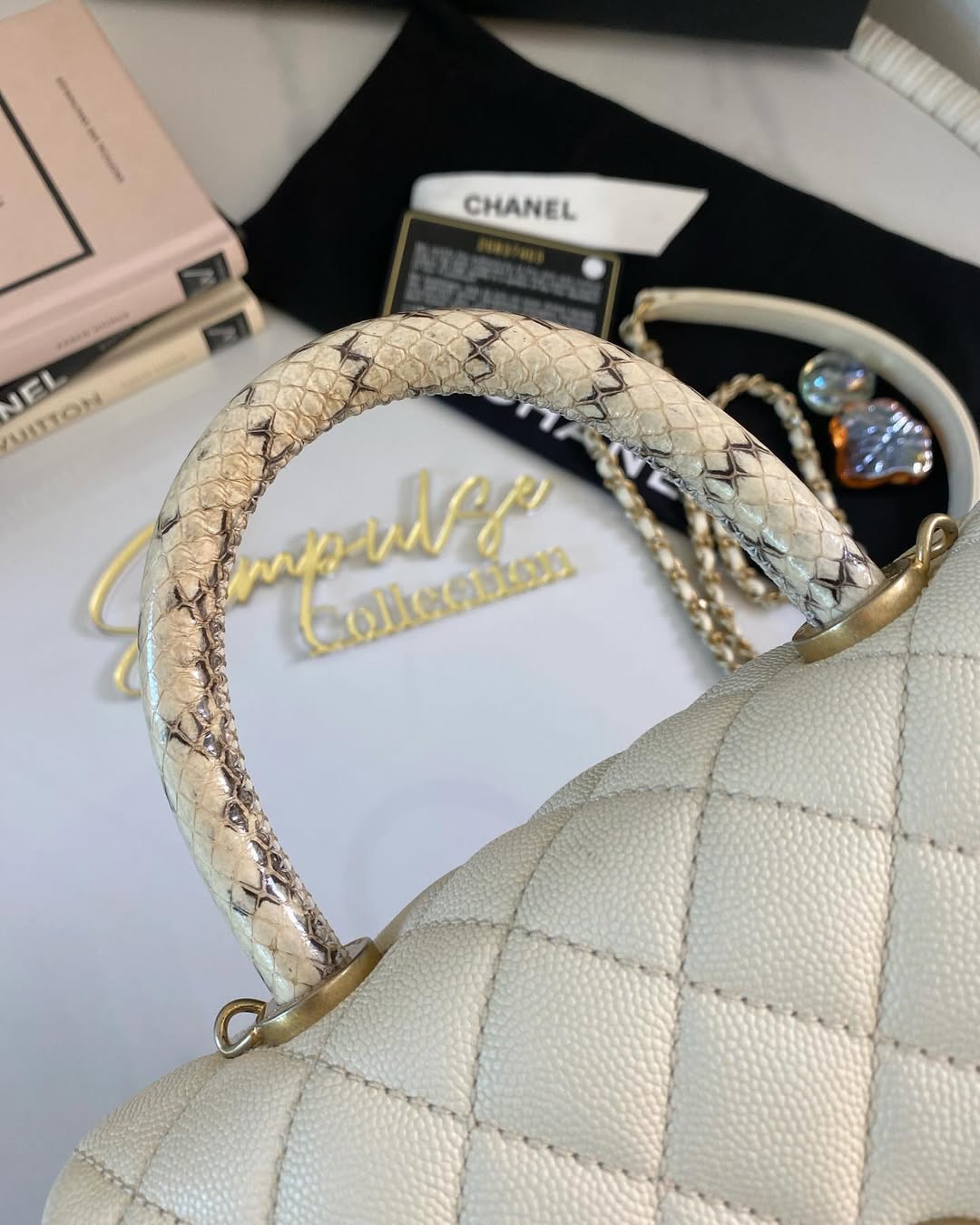 C Coco White Small GHW (Exotic Handle)