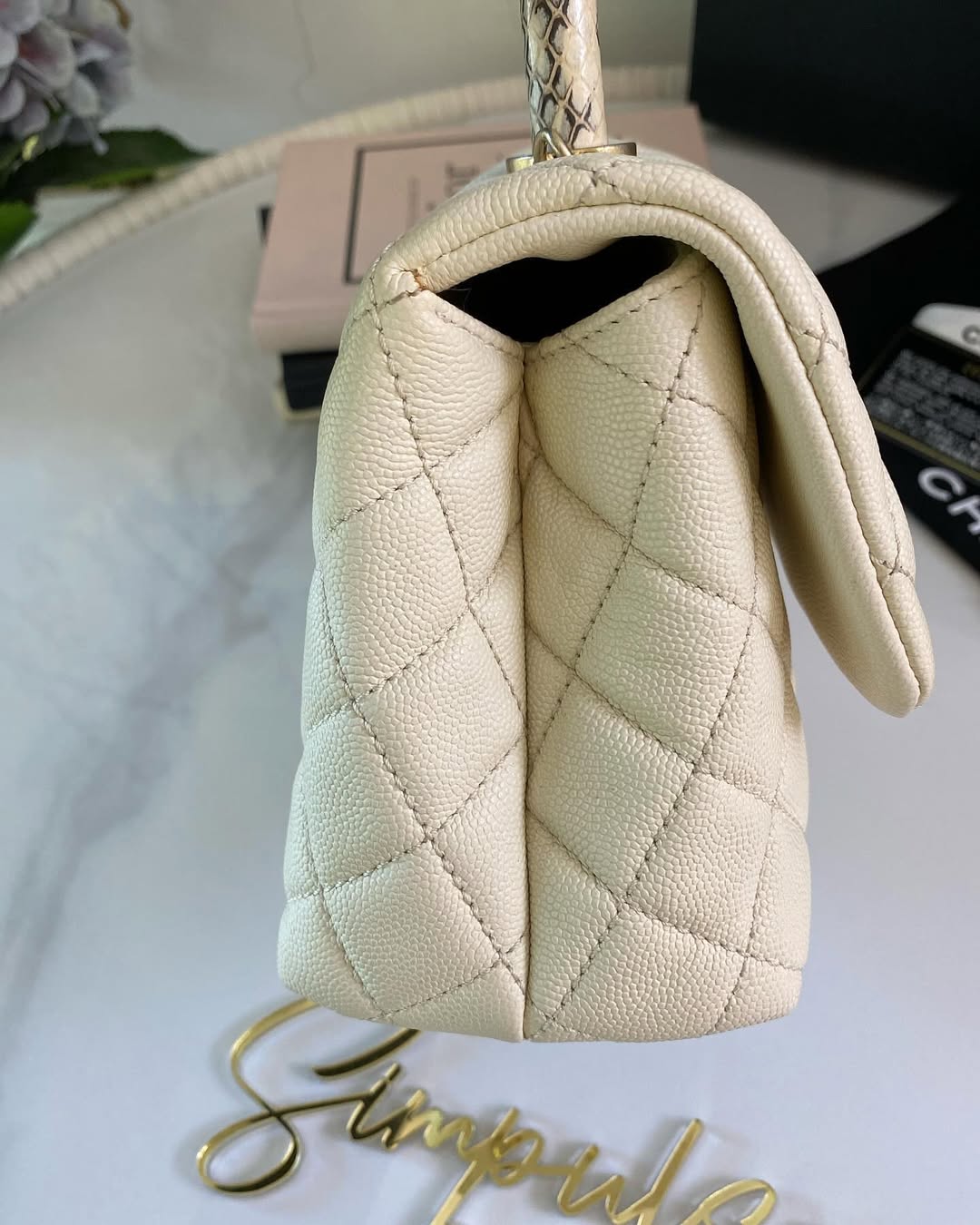 C Coco White Small GHW (Exotic Handle)