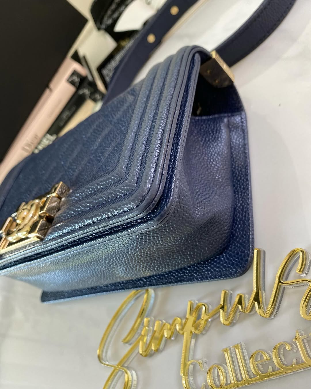 C Small Leboy Caviar Navy Blue LGHW
