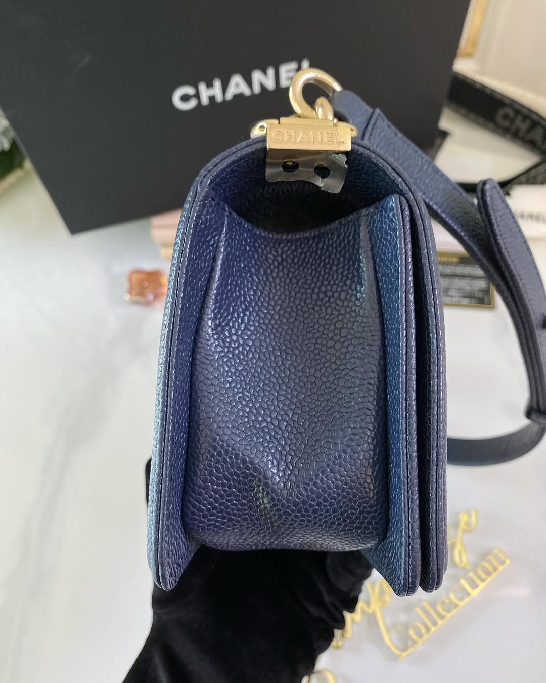 C Small Leboy Caviar Navy Blue LGHW