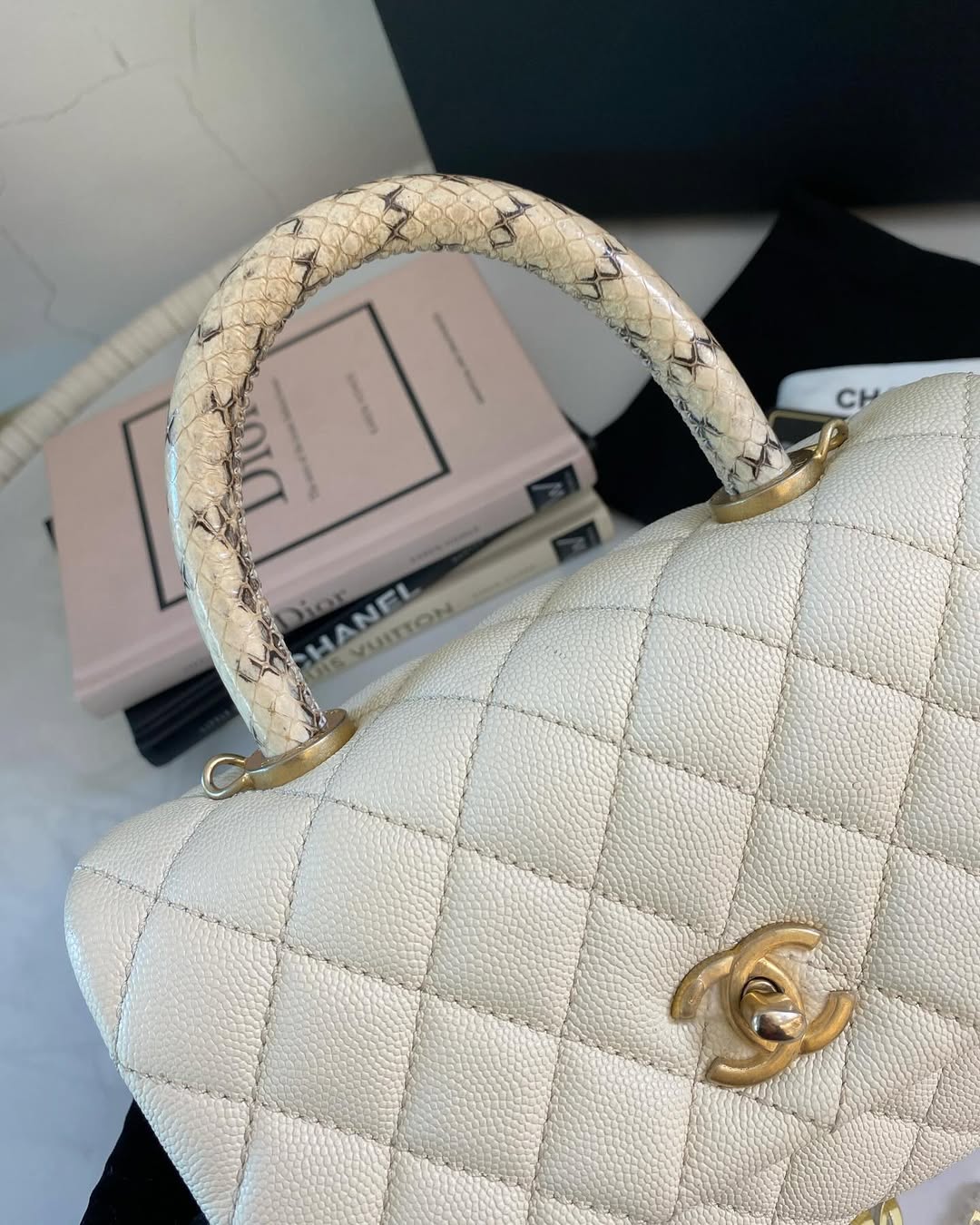 C Coco White Small GHW (Exotic Handle)