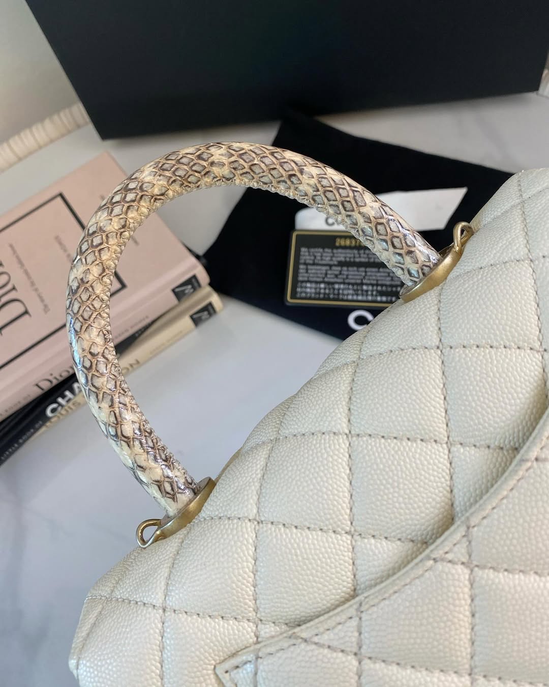 C Coco White Small GHW (Exotic Handle)
