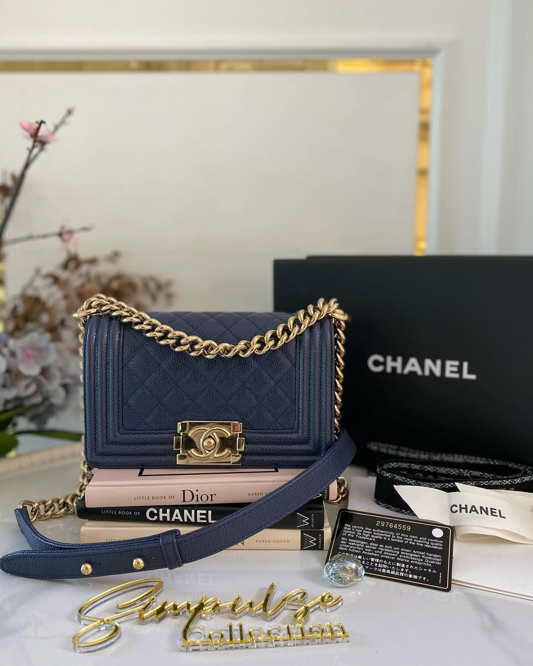 C Small Leboy Caviar Navy Blue LGHW