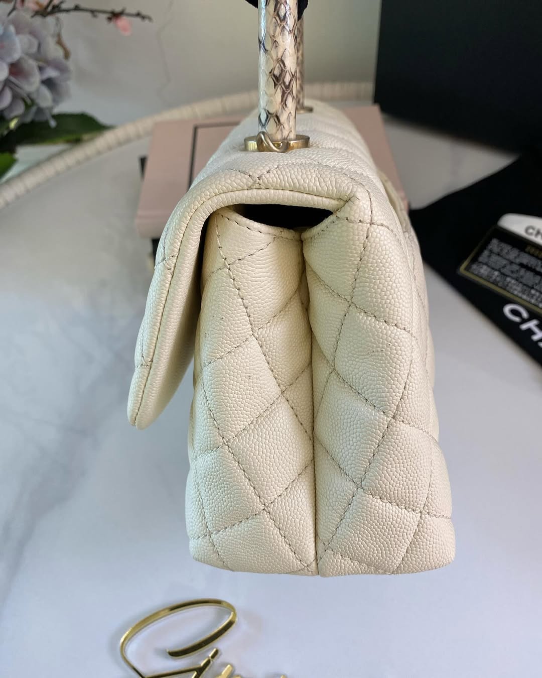 C Coco White Small GHW (Exotic Handle)