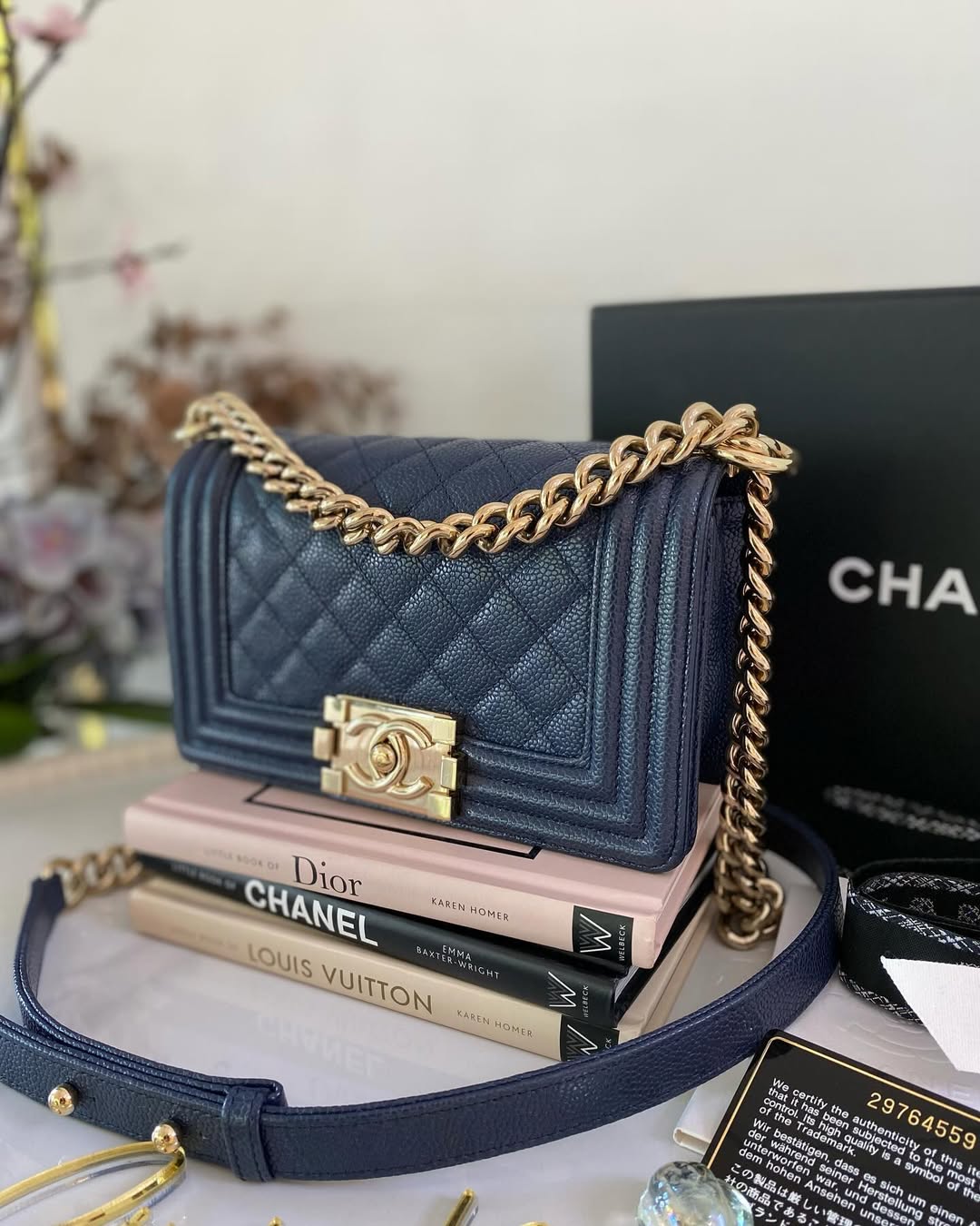 C Small Leboy Caviar Navy Blue LGHW
