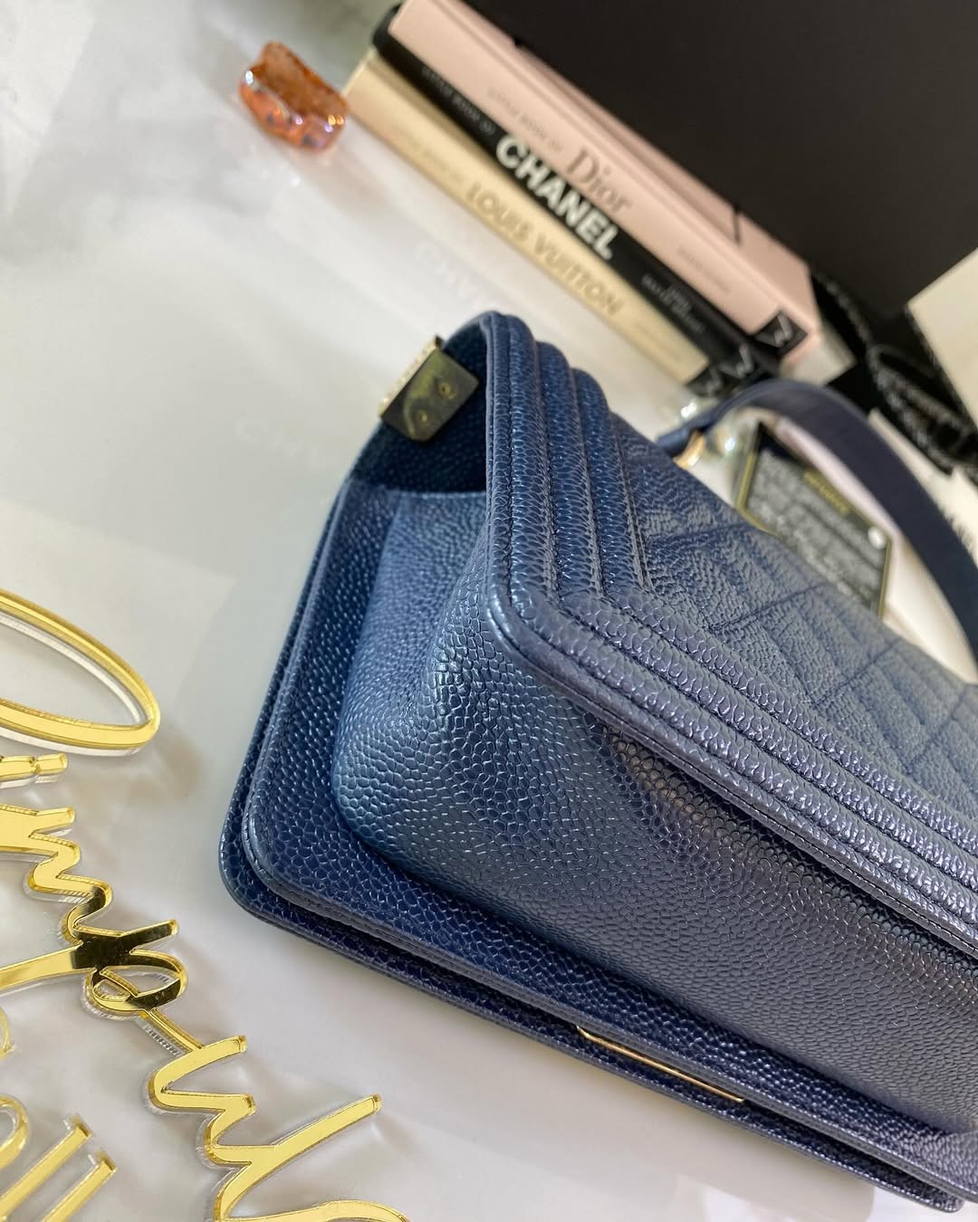 C Small Leboy Caviar Navy Blue LGHW