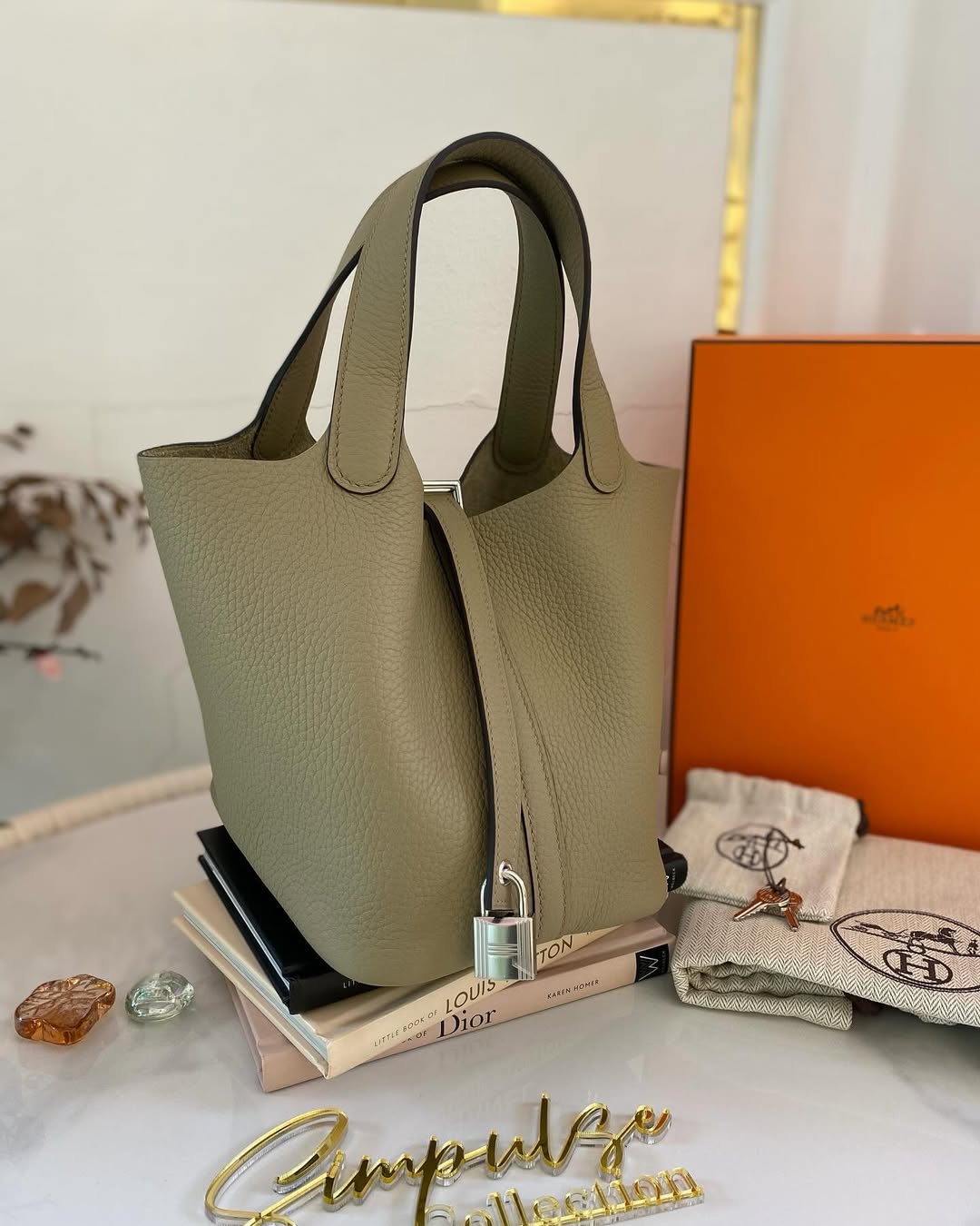 Hermes Pico Lock 18 Beige Marfa