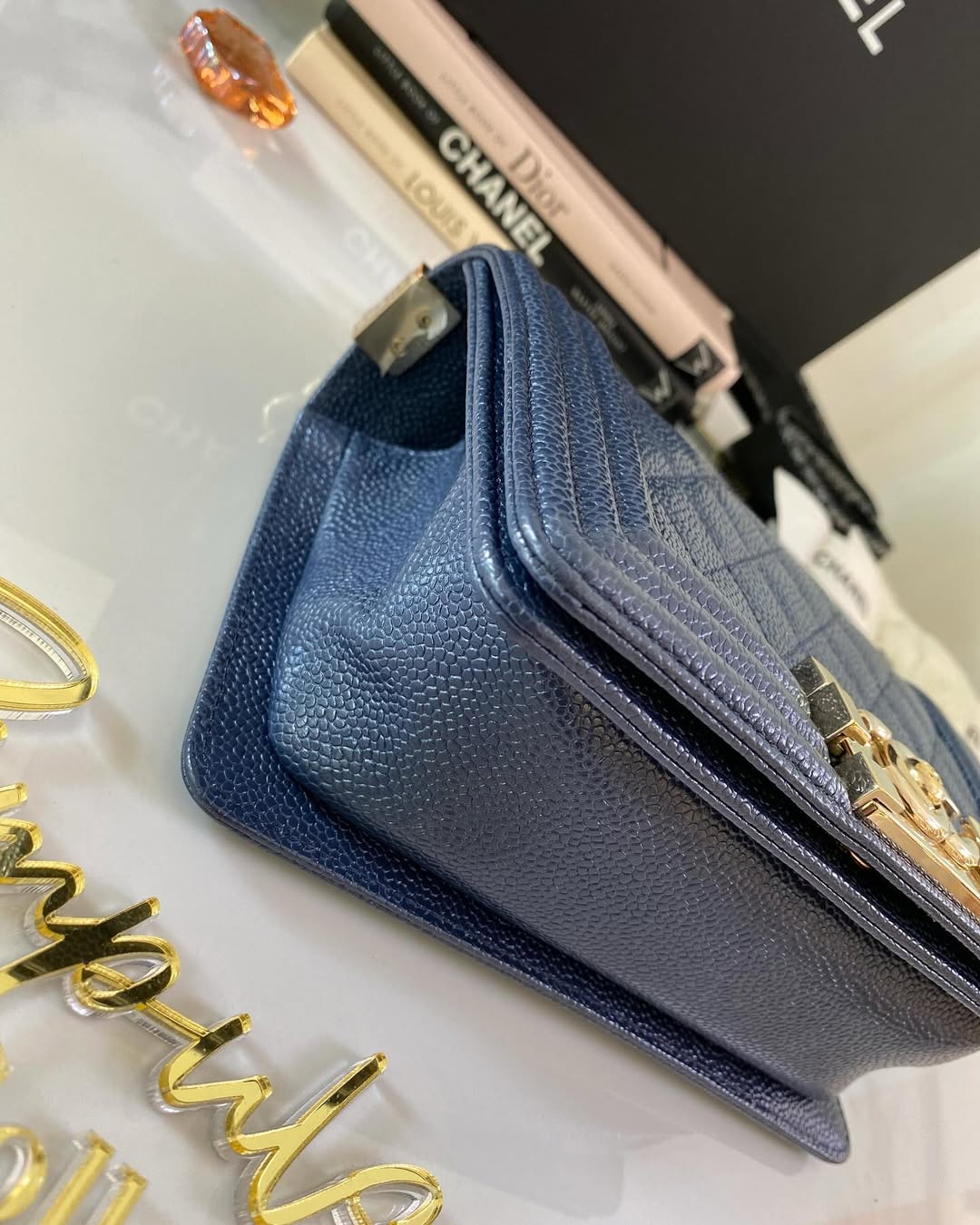 C Small Leboy Caviar Navy Blue LGHW
