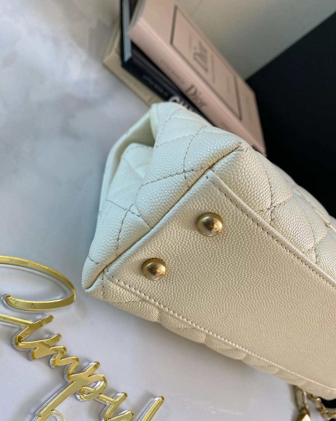 C Coco White Small GHW (Exotic Handle)
