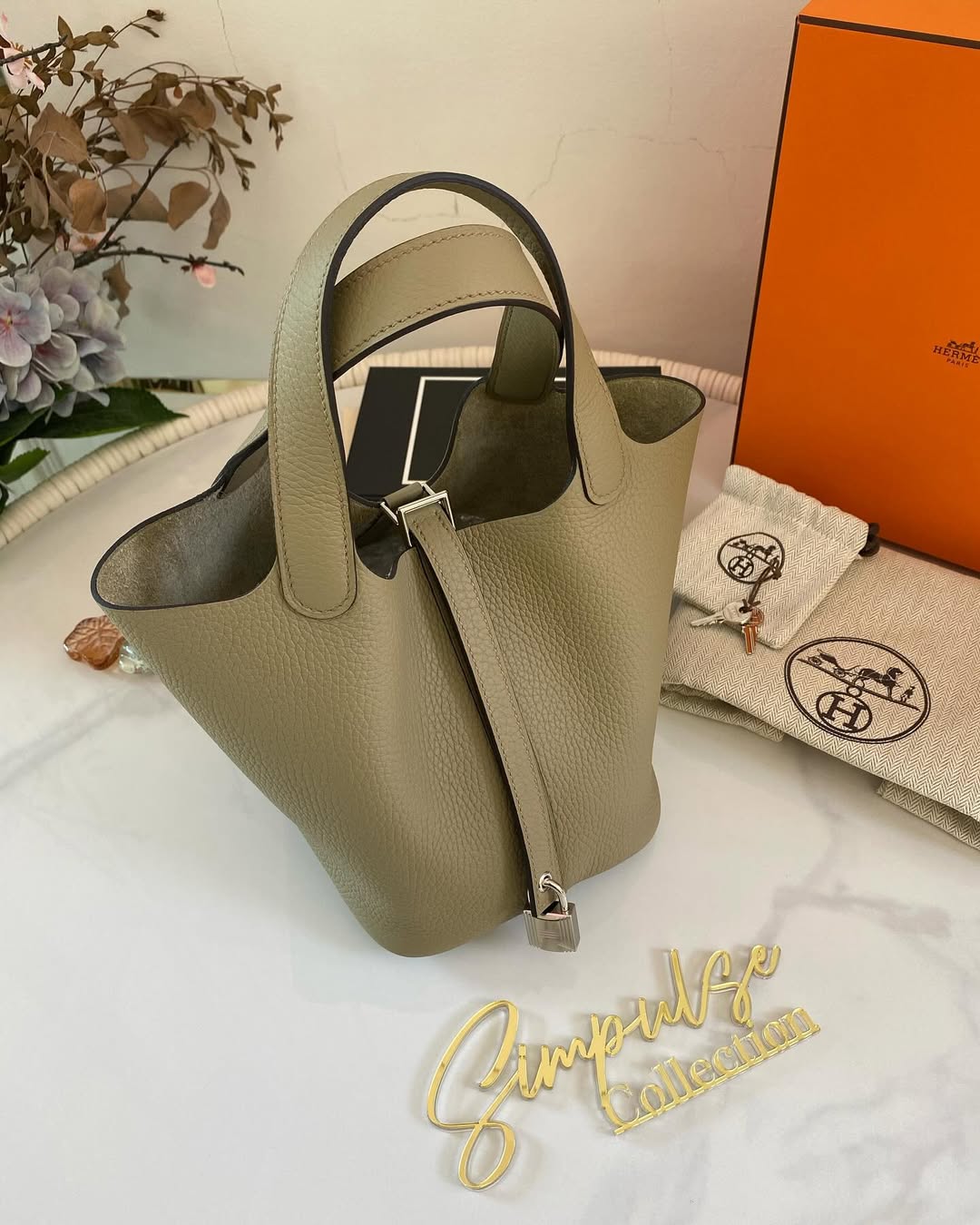 Hermes Pico Lock 18 Beige Marfa