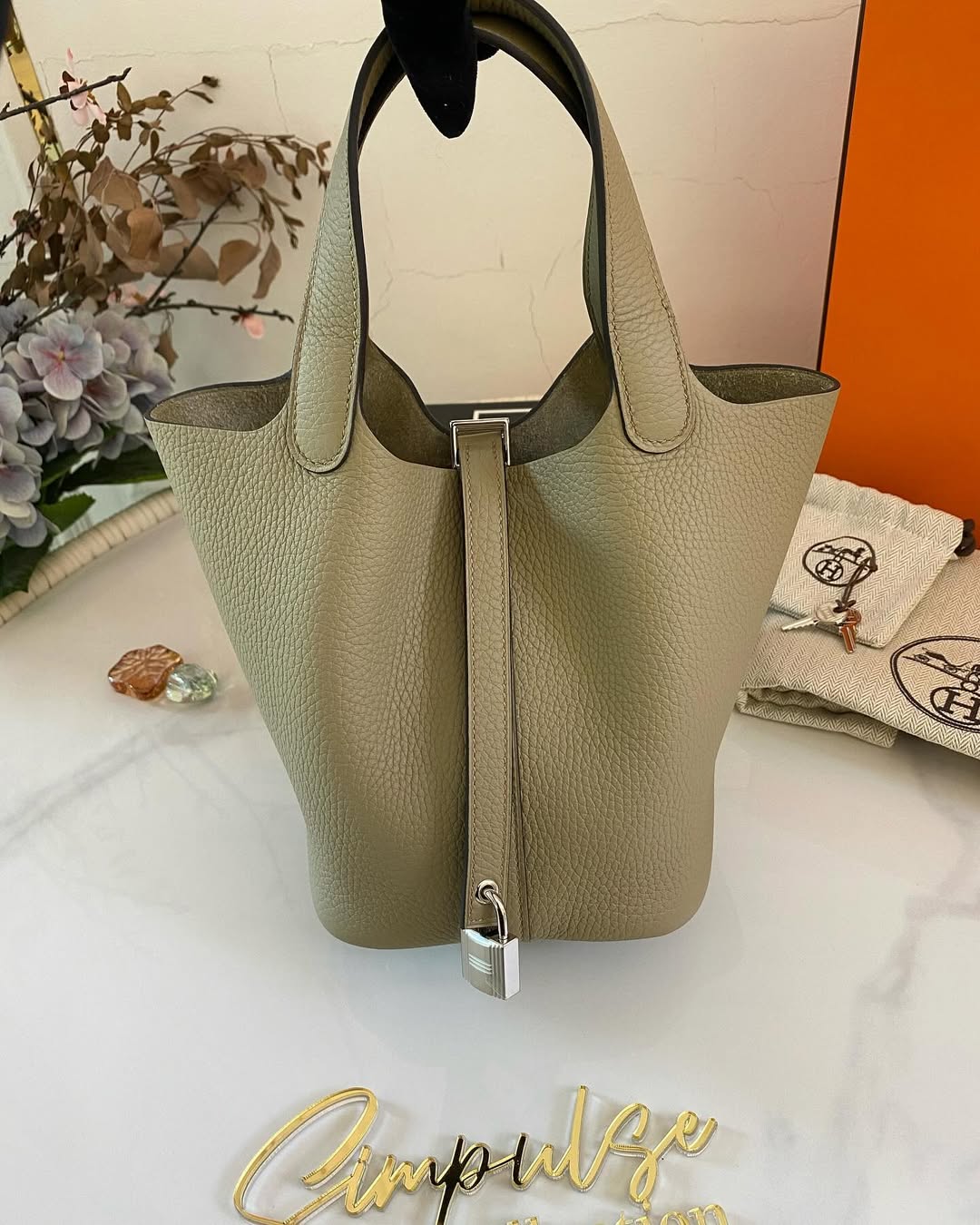 Hermes Pico Lock 18 Beige Marfa