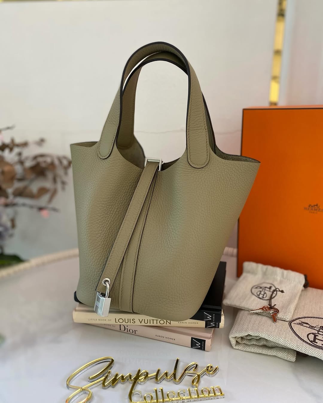 Hermes Pico Lock 18 Beige Marfa
