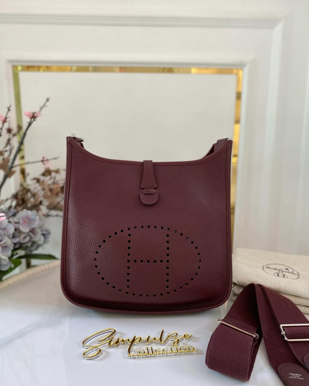 Hermes Evelyne PM3 Burgundy