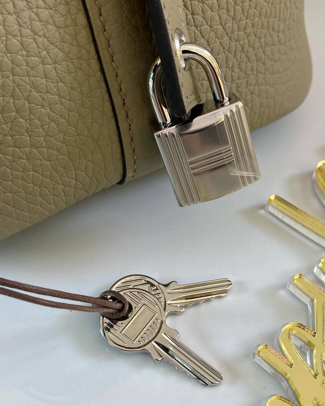 Hermes Pico Lock 18 Beige Marfa