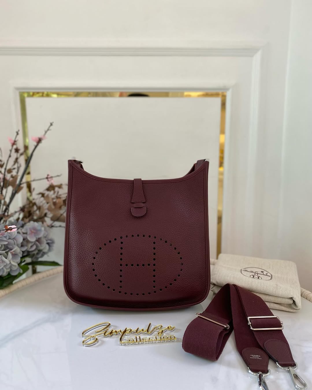 Hermes Evelyne PM3 Burgundy