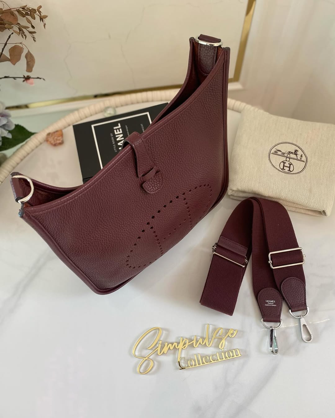 Hermes Evelyne PM3 Burgundy