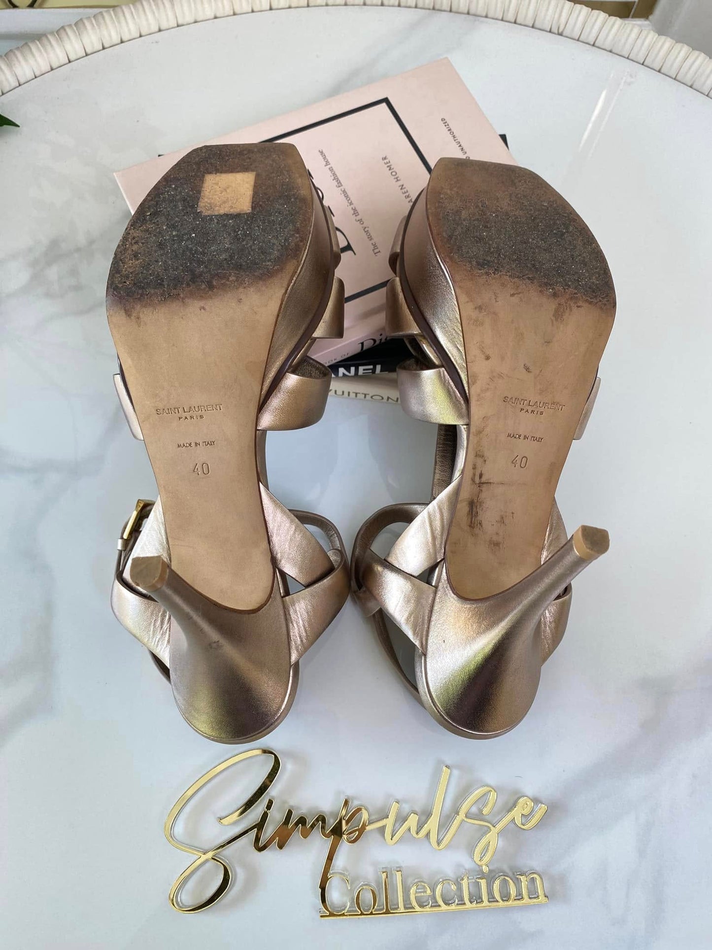 Yves Saint Laurent Tribute Metallic Platform Sandal