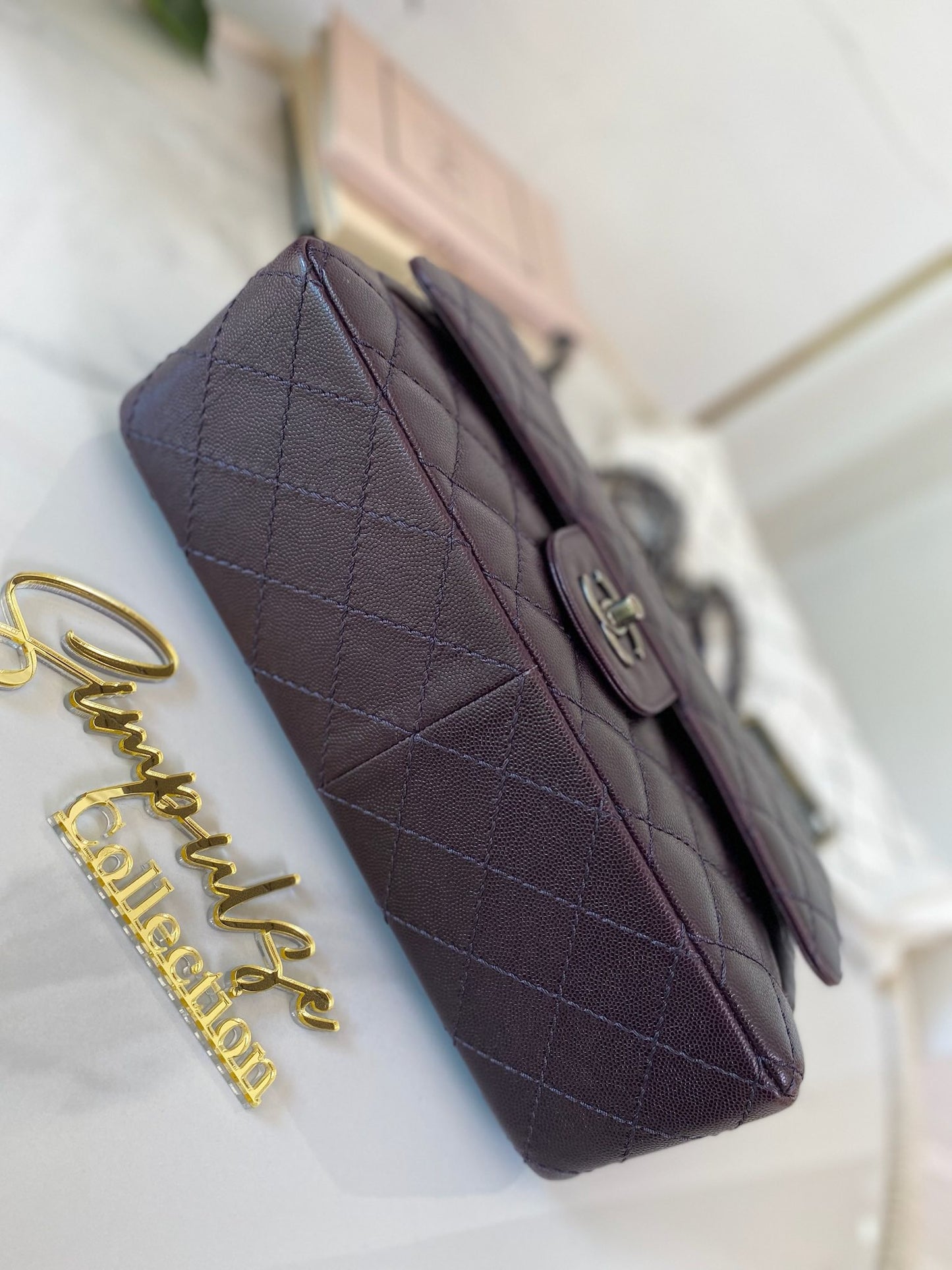 Chanel Jumbo Double Flap Plum Caviar Ruthenium Hardware