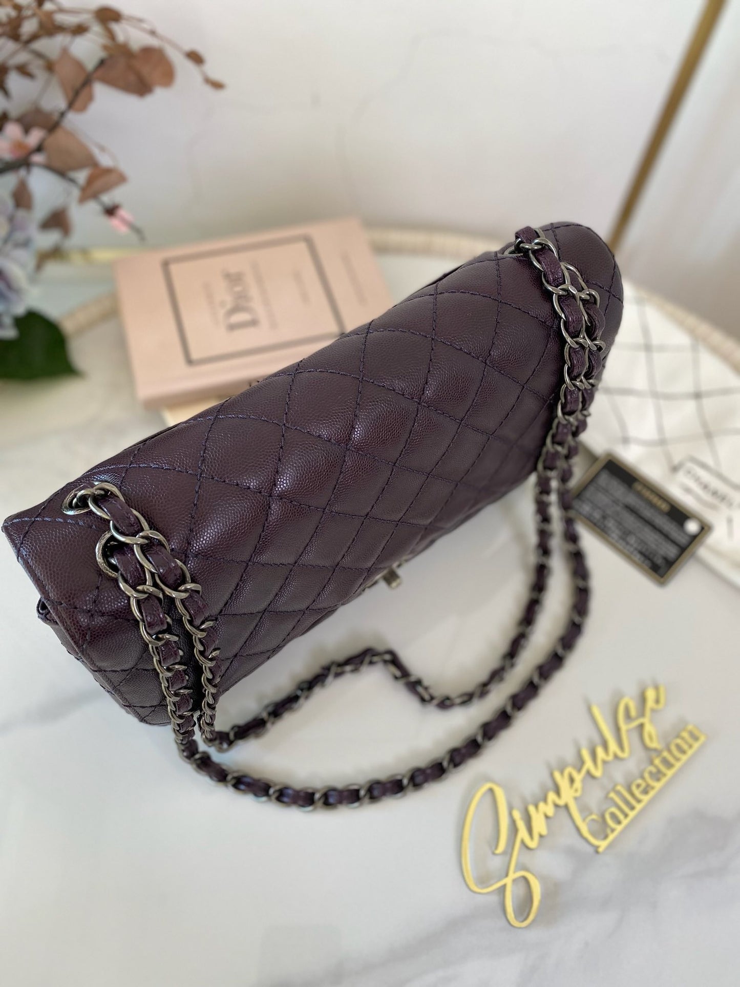 Chanel Jumbo Double Flap Plum Caviar Ruthenium Hardware