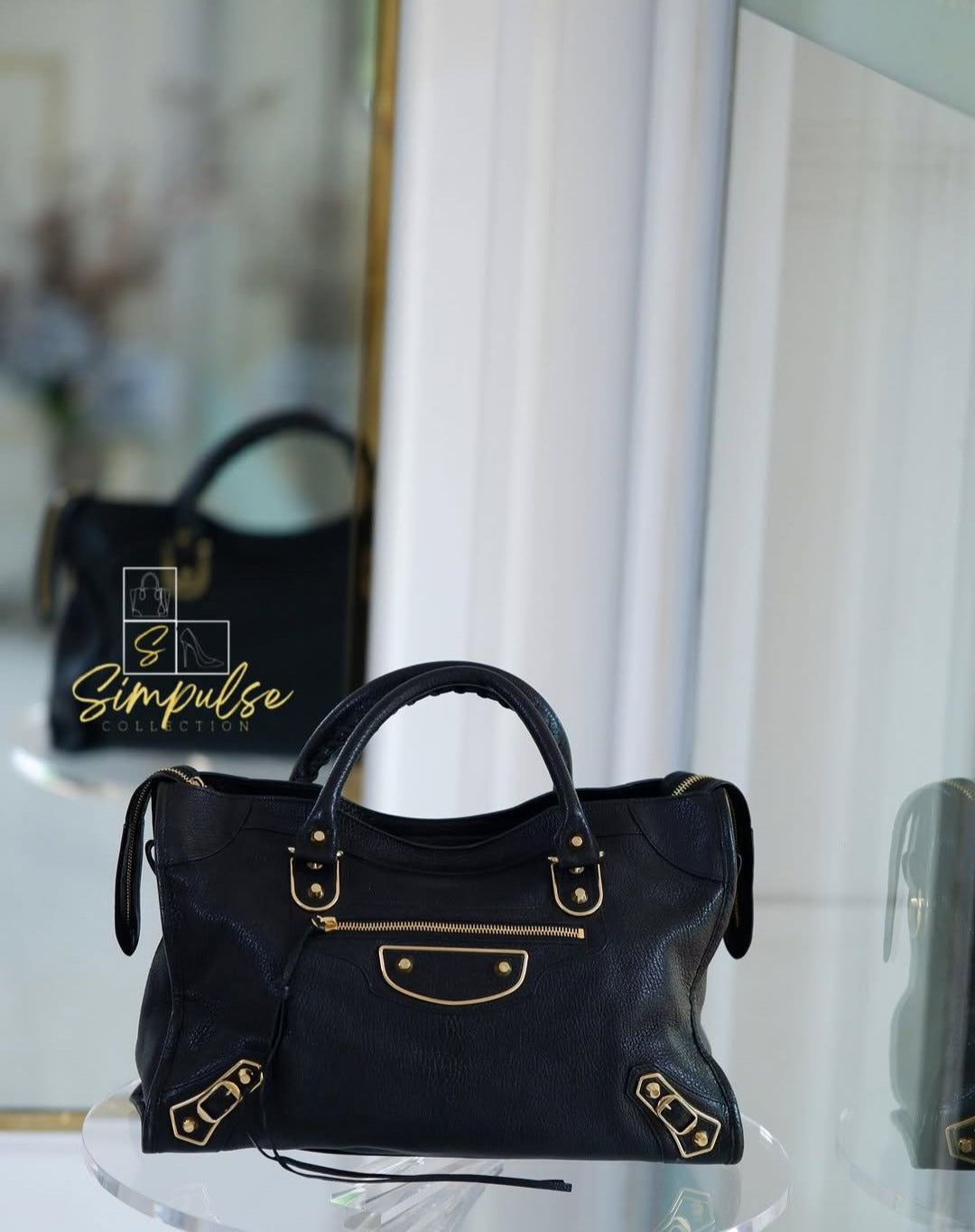 Balenciaga City Metallic Edge Black GHW