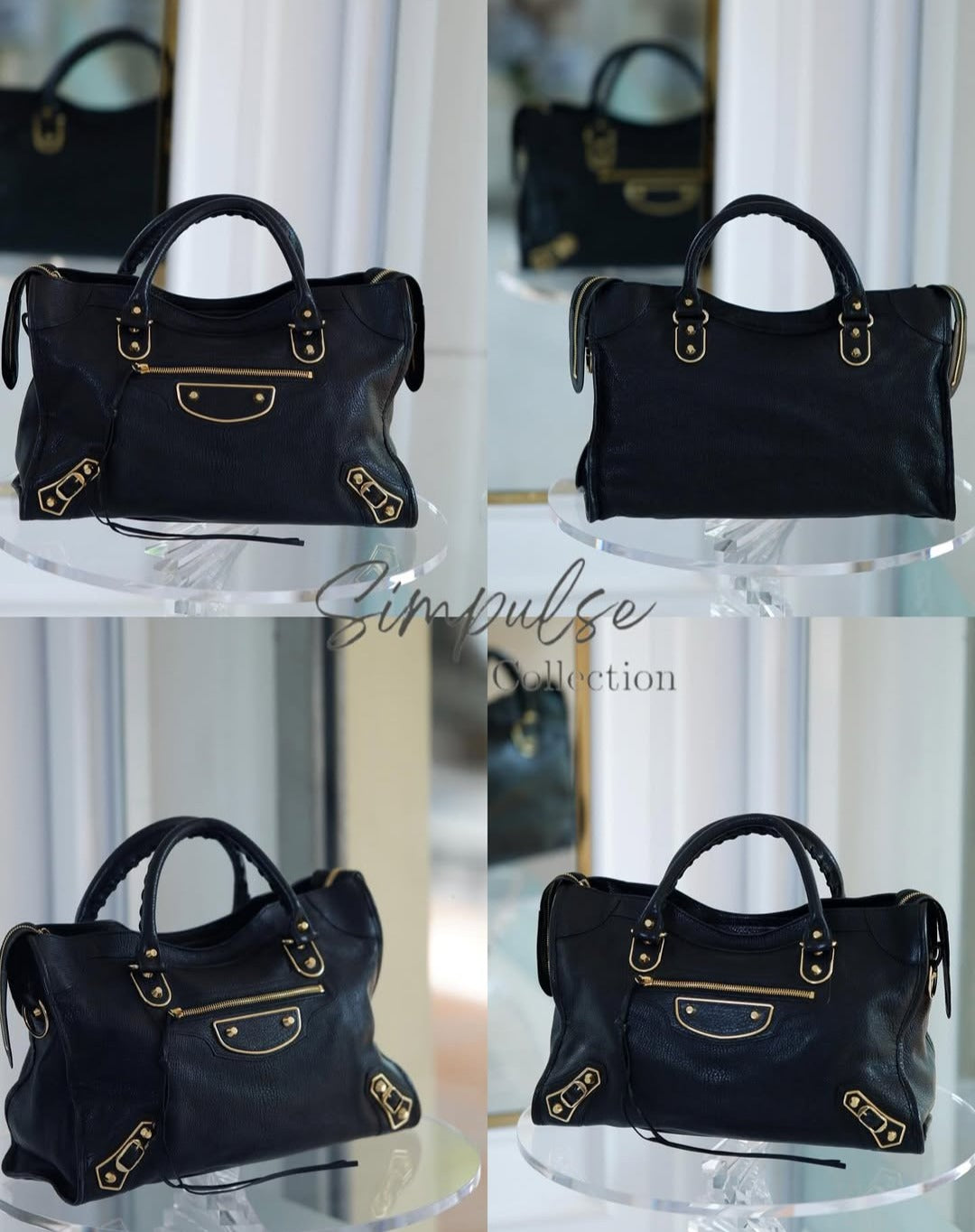 Balenciaga City Metallic Edge Black GHW
