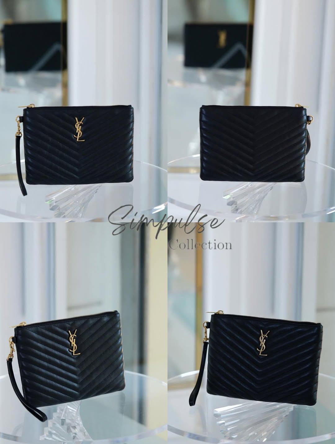 Yves Saint Laurent Matelasse A5 Pouch in Leather