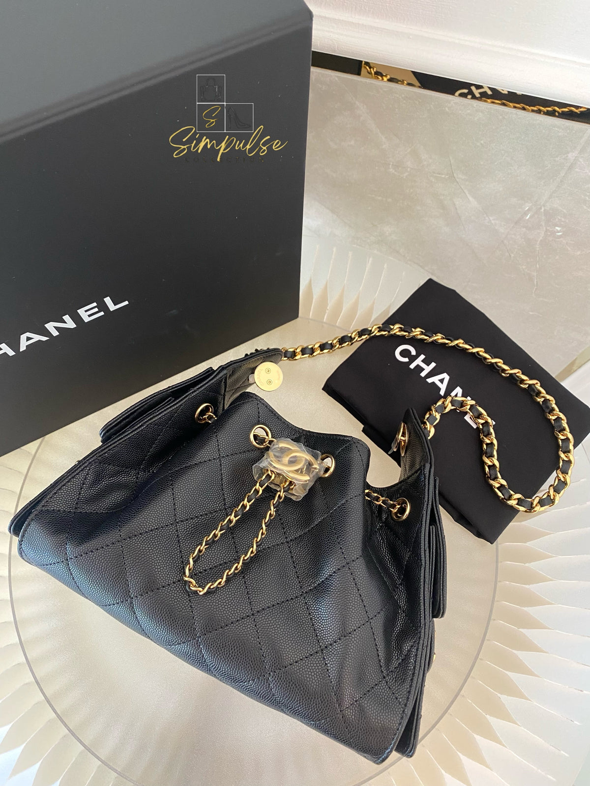 CHANEL C25 MINI CAVIAR BLACK GHW