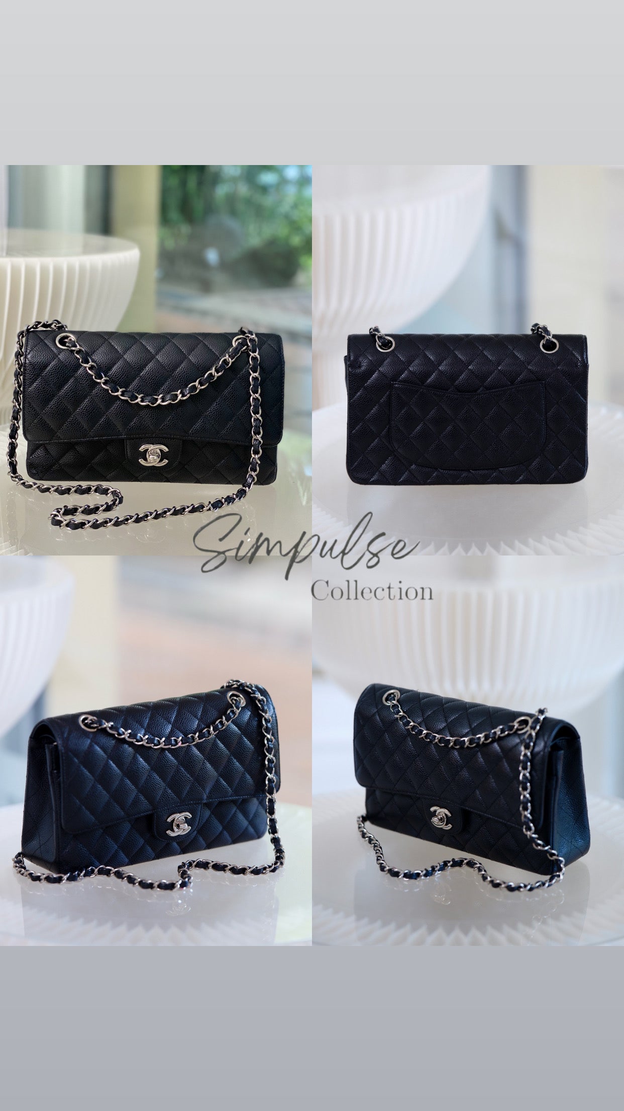Classic Medium Double Flap Caviar SHW