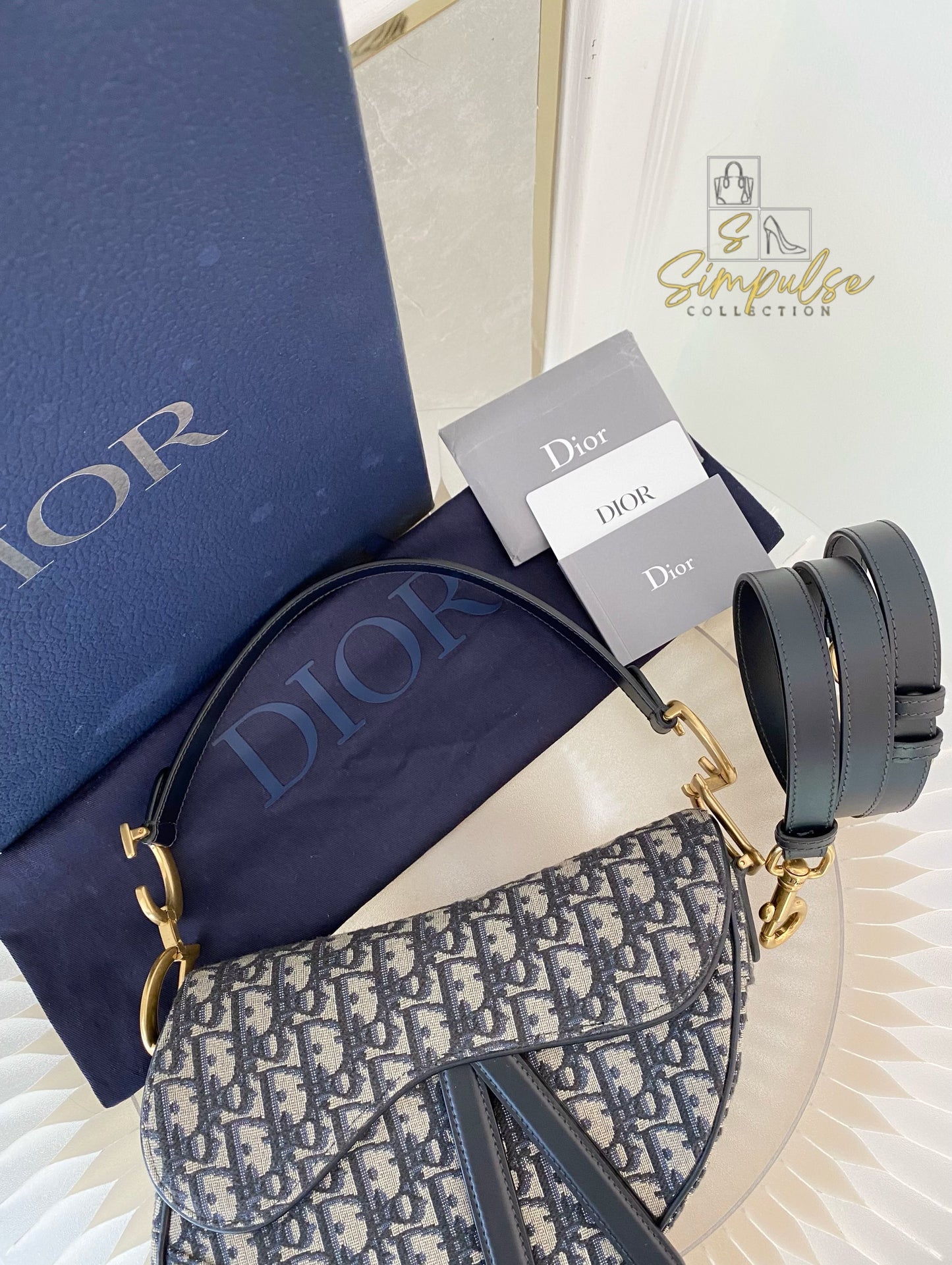 Dior Saddle Medium Blue in GHW