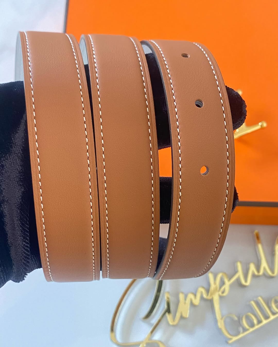 H Belt Reversible Tan/White