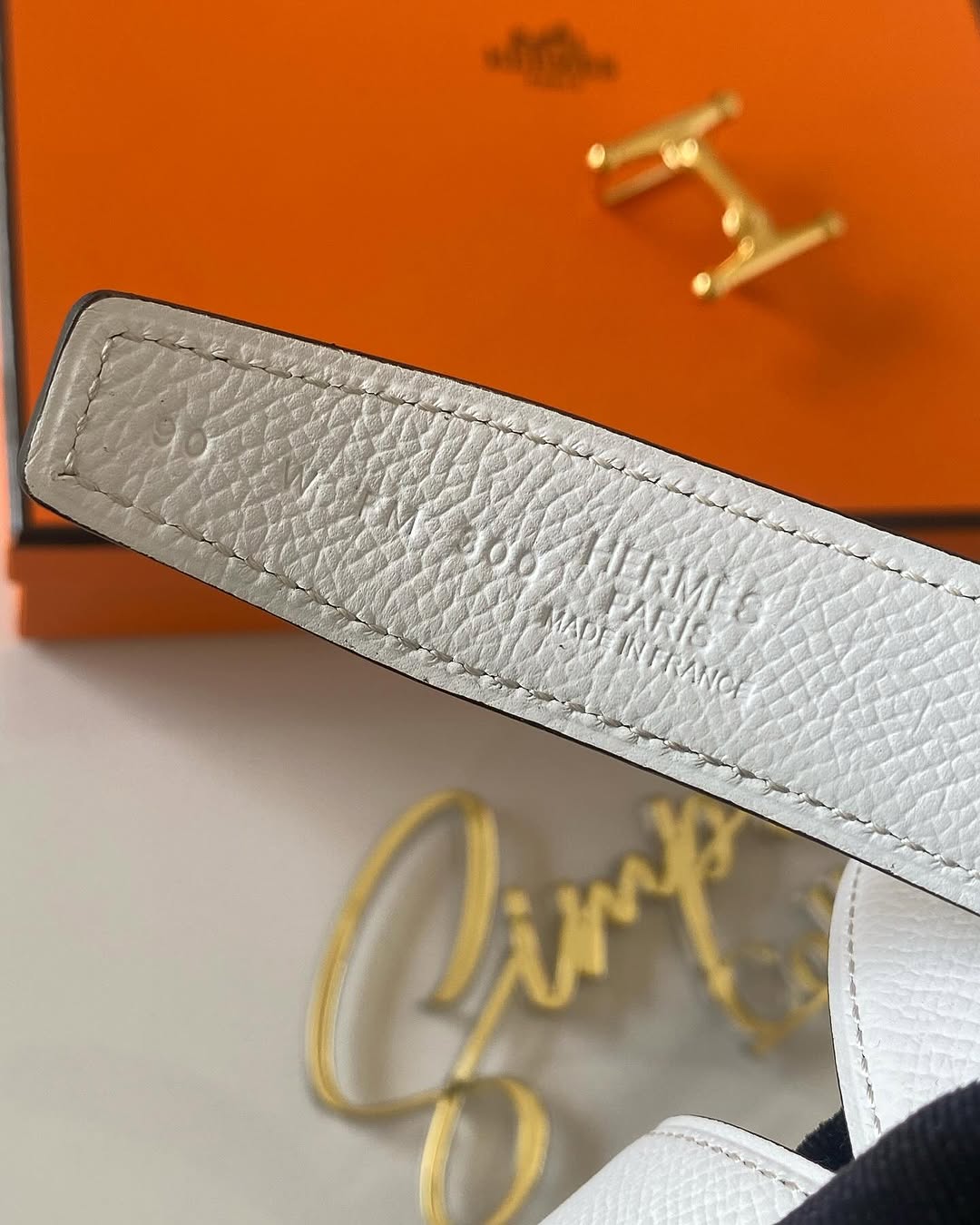 H Belt Reversible Tan/White