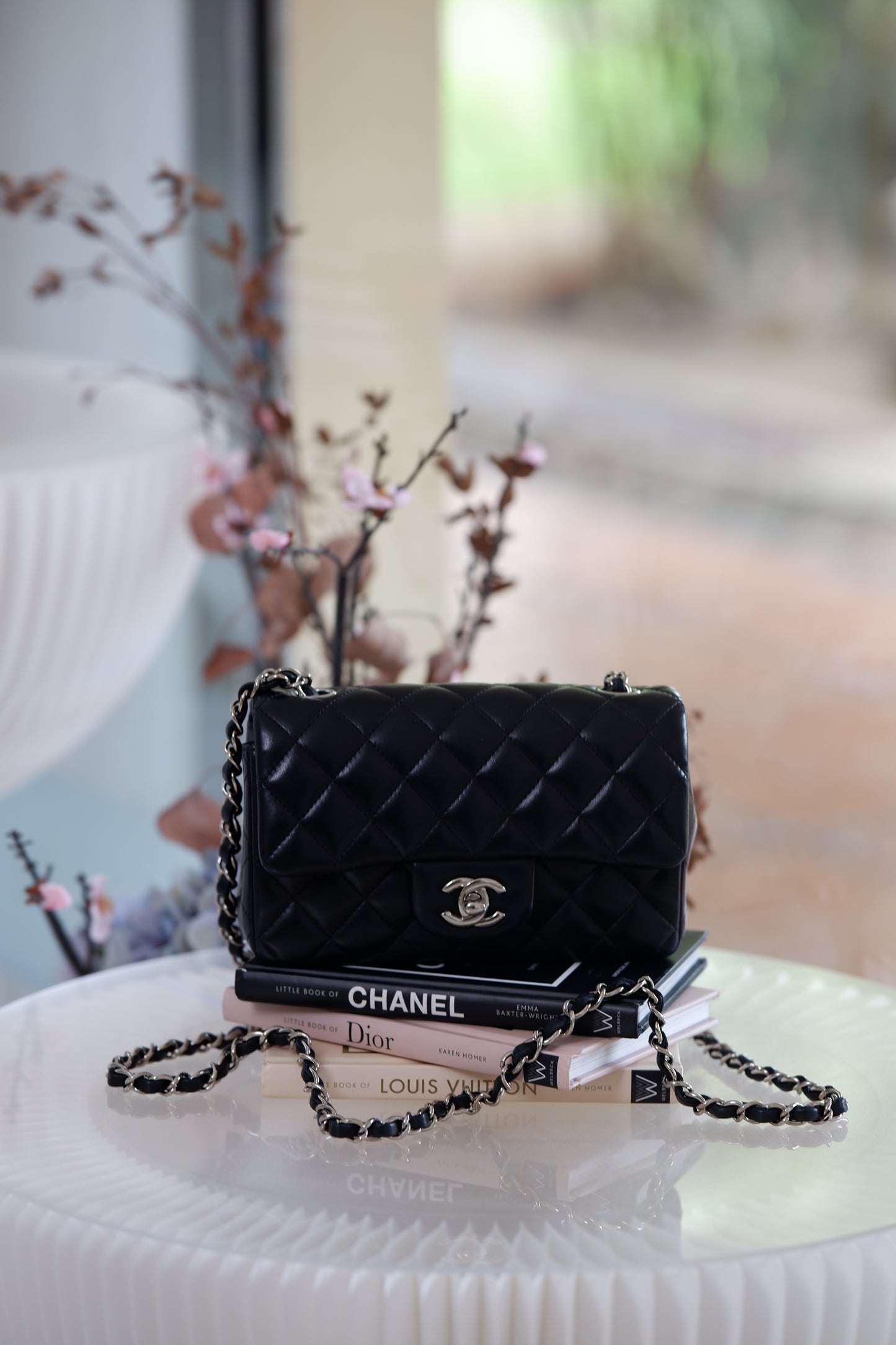 C Mini Rec Black in Lambskin Leather SHW