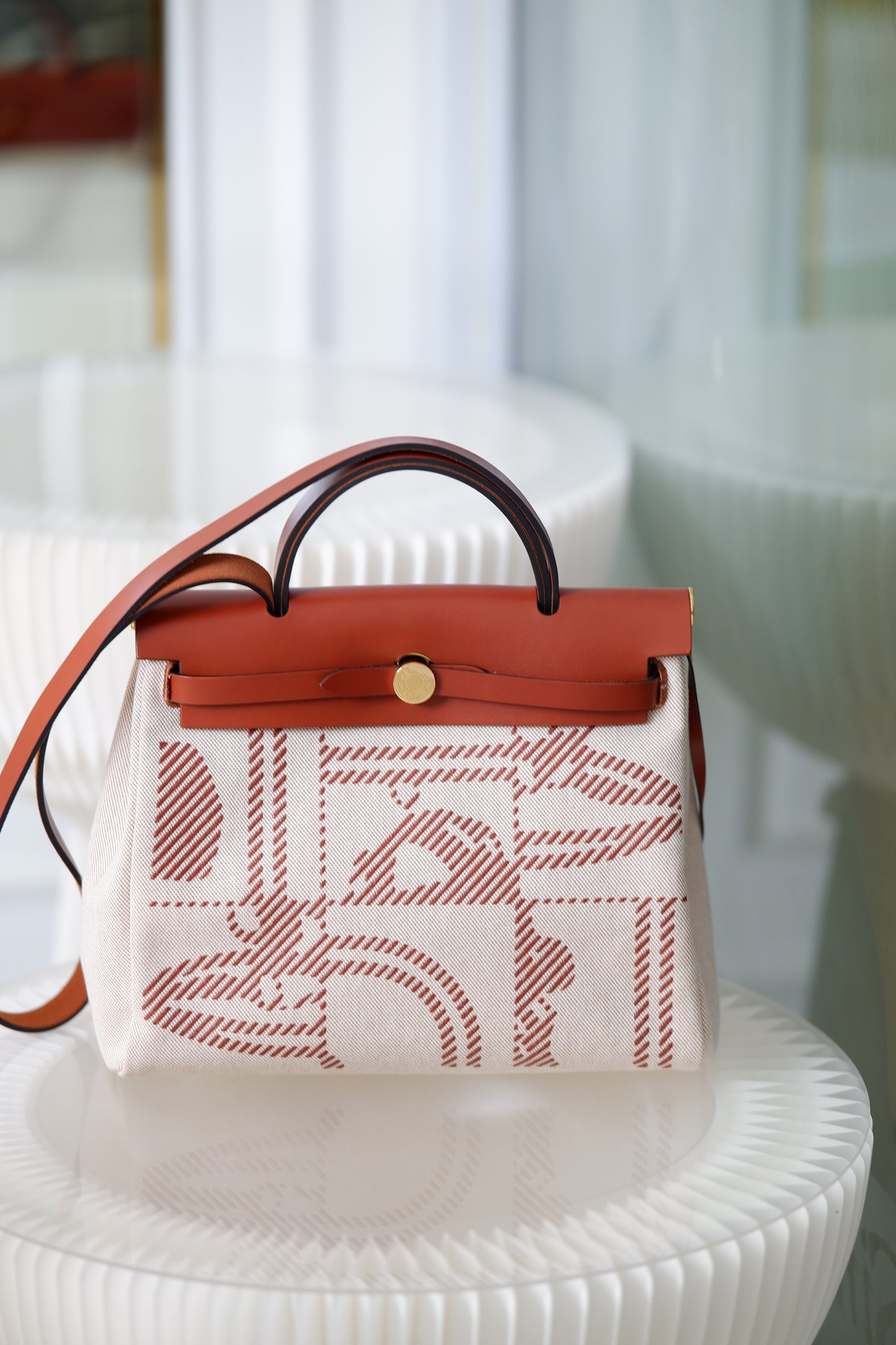 Hermes Herbag Zip Retourne 31 Pm Cuivre Ecru Beige