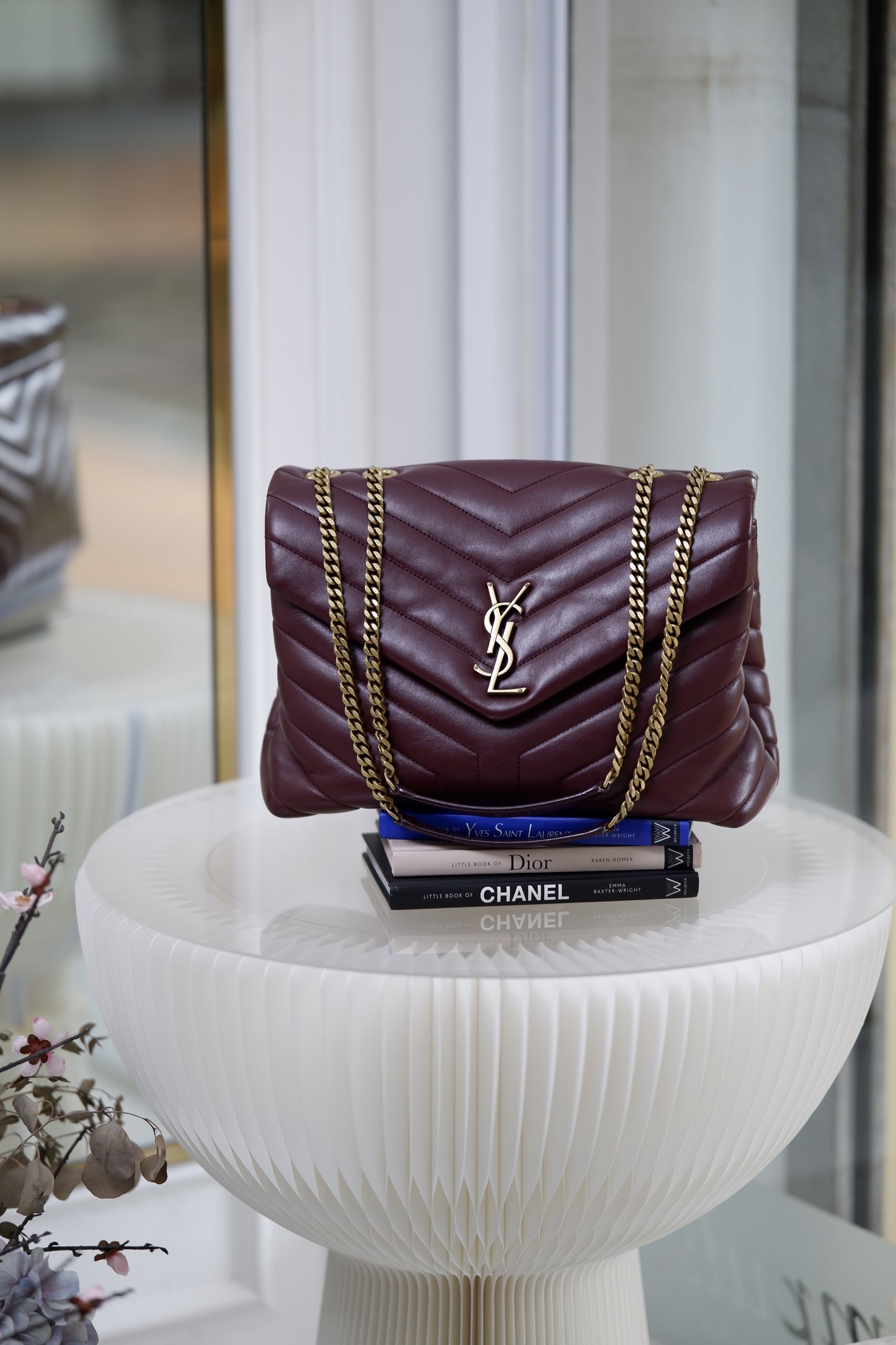 Yves Saint Laurent Lou Medium Quilted Burgundy