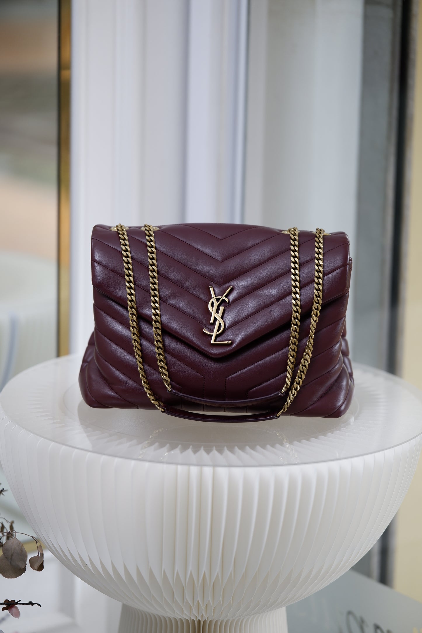 Yves Saint Laurent Lou Medium Quilted Burgundy