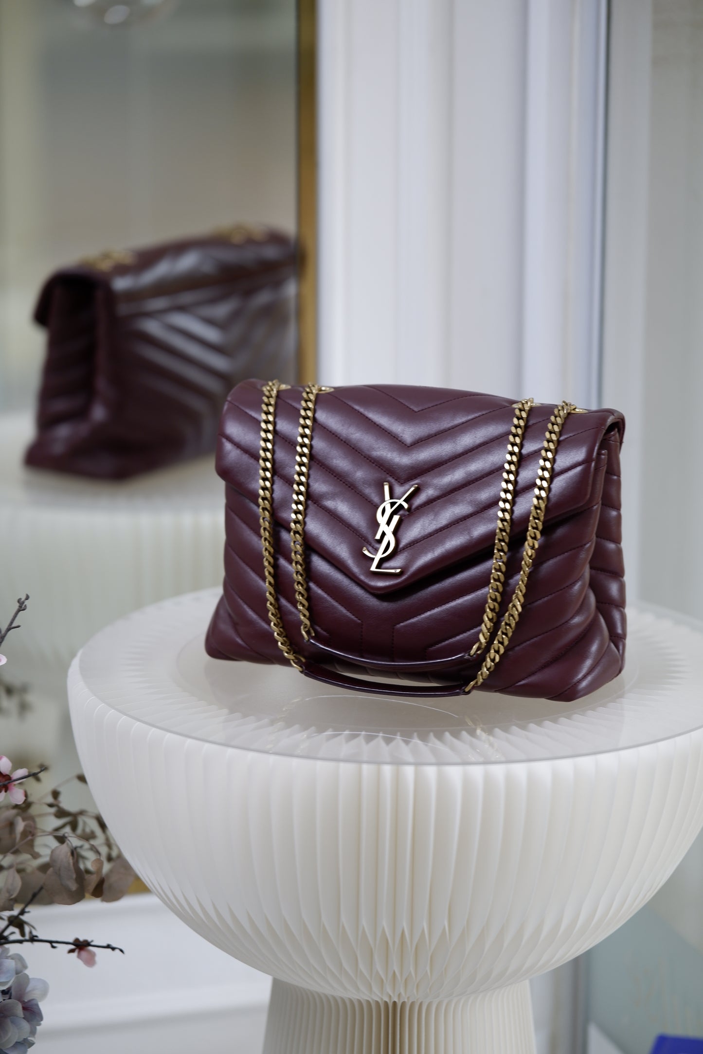 Yves Saint Laurent Lou Medium Quilted Burgundy
