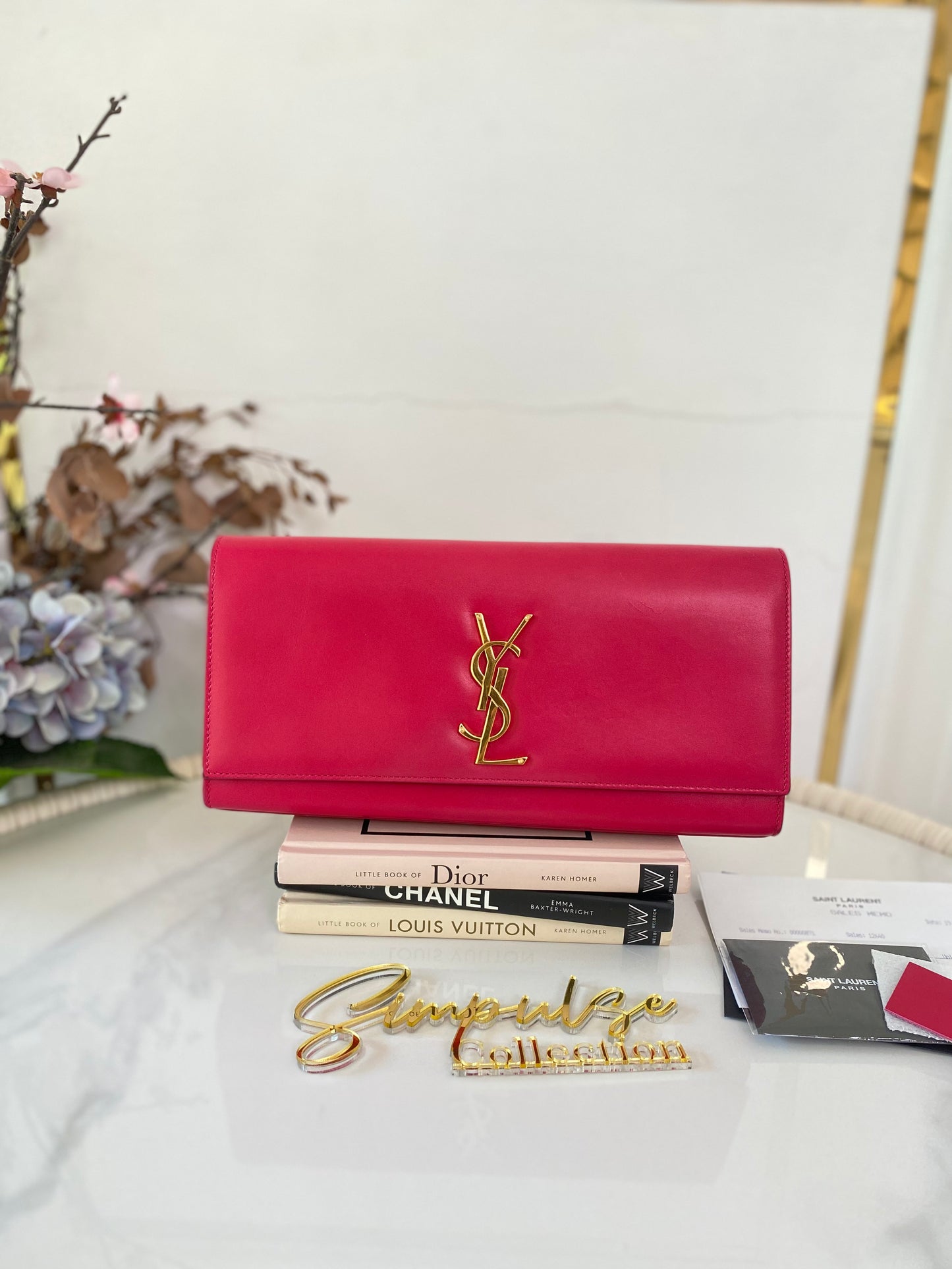 Y S L Kate Monogrammed Leather Clutch Bag