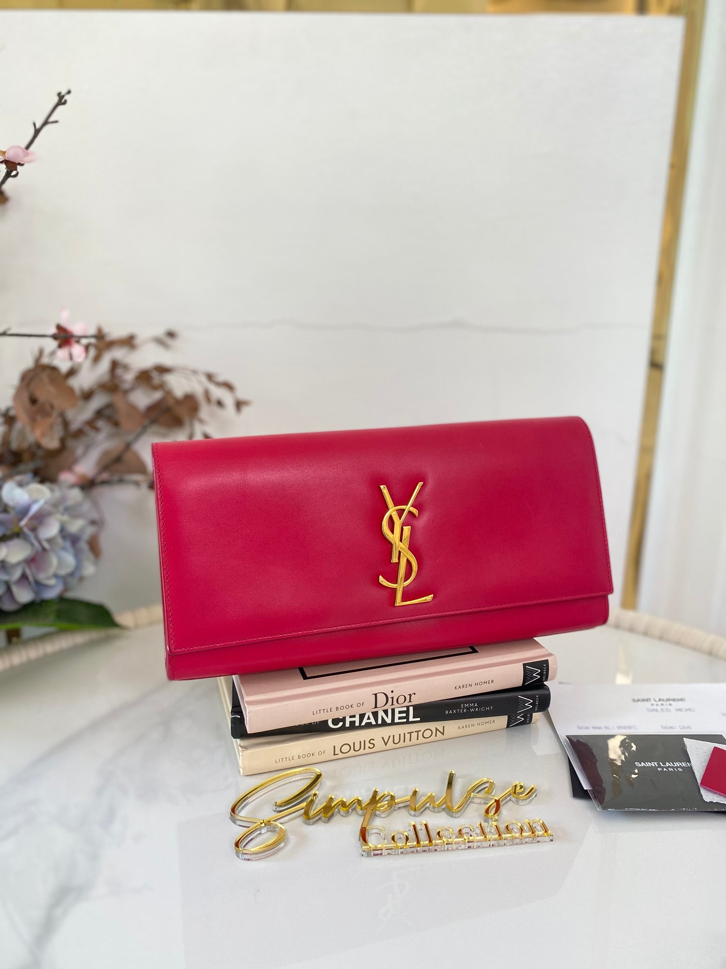 Y S L Kate Monogrammed Leather Clutch Bag