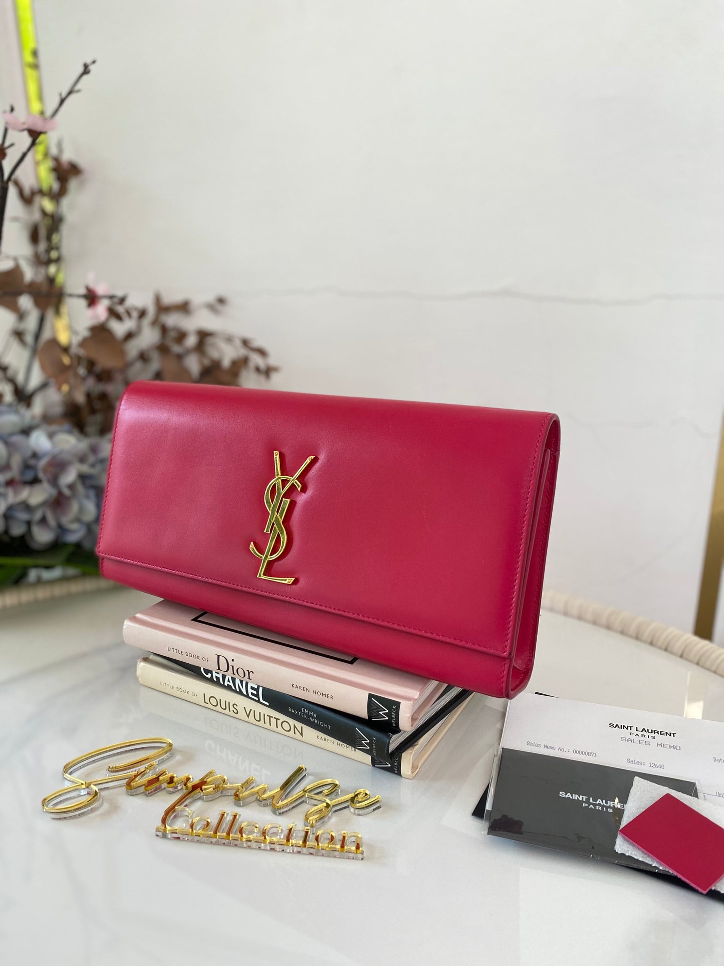 Y S L Kate Monogrammed Leather Clutch Bag