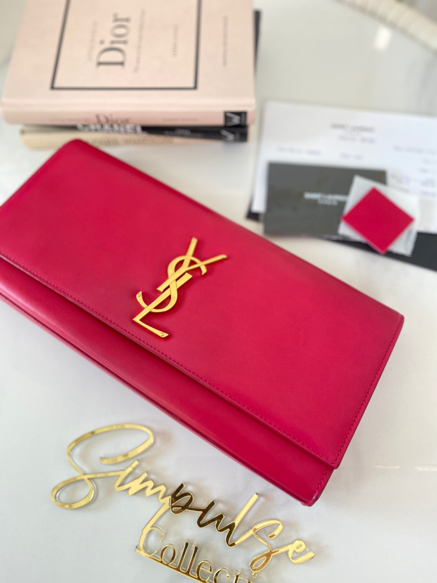 Yves Saint Laurent Kate Monogrammed Leather Clutch Bag