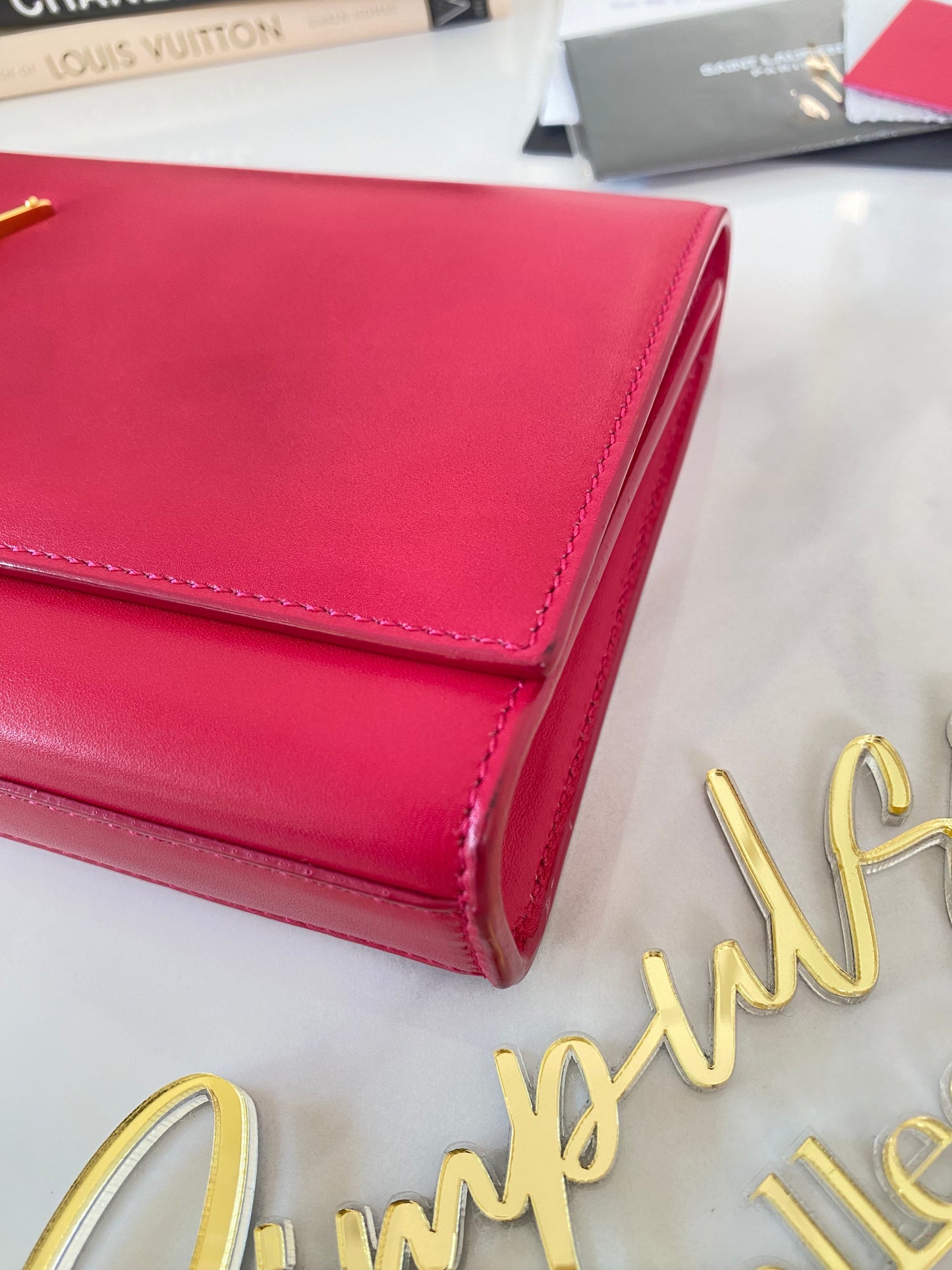 Y S L Kate Monogrammed Leather Clutch Bag