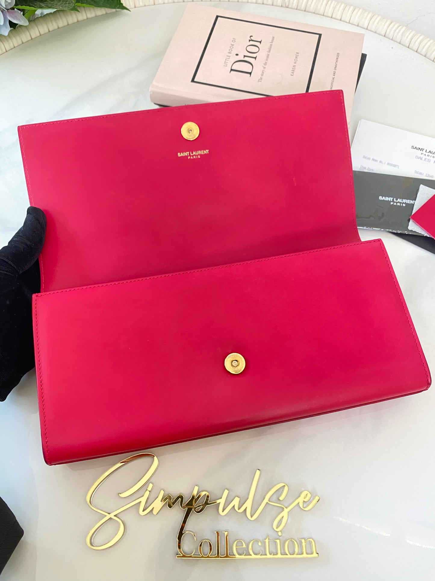 Y S L Kate Monogrammed Leather Clutch Bag
