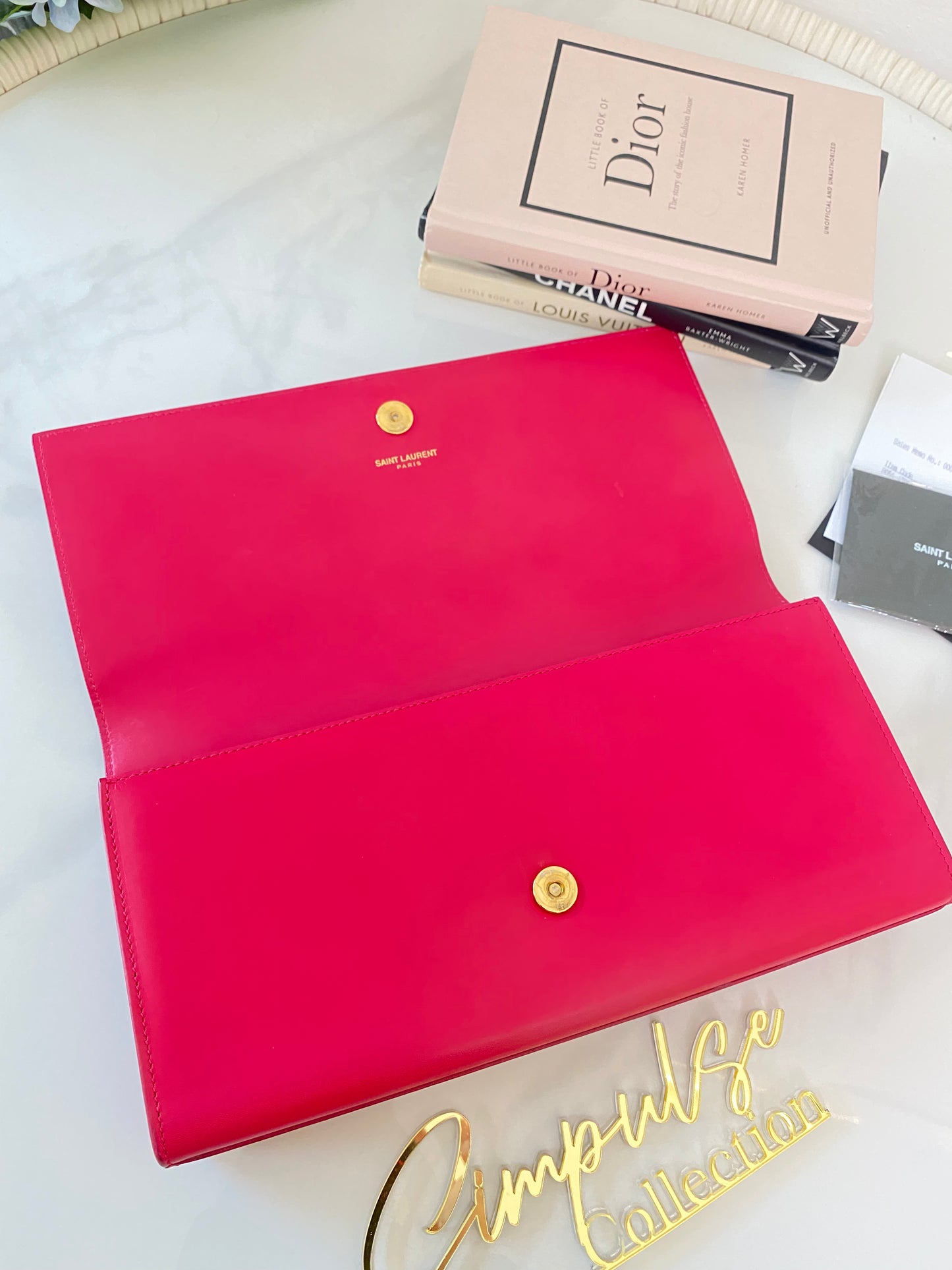 Y S L Kate Monogrammed Leather Clutch Bag