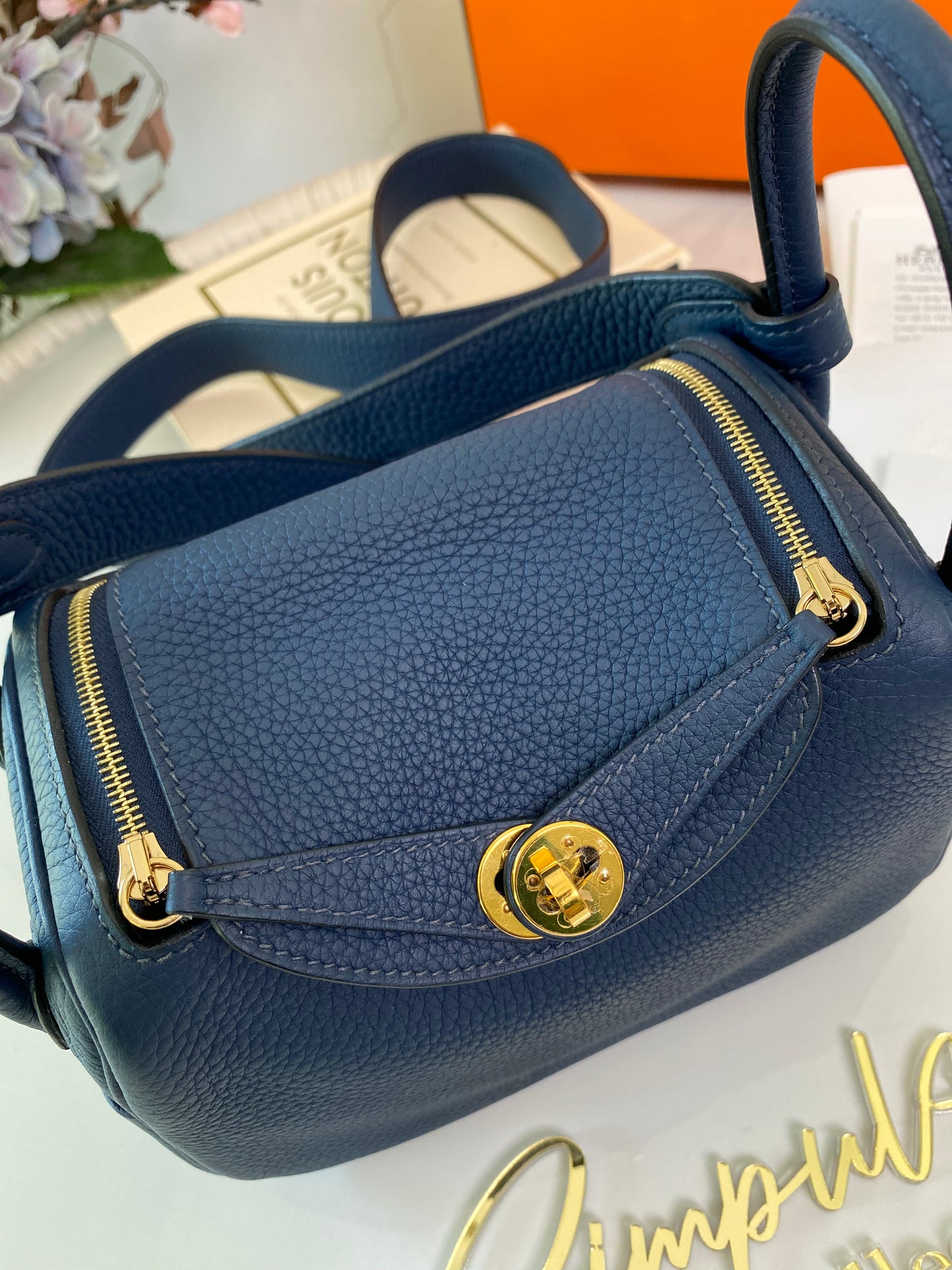 Mini Lindy Navy Blue GHW