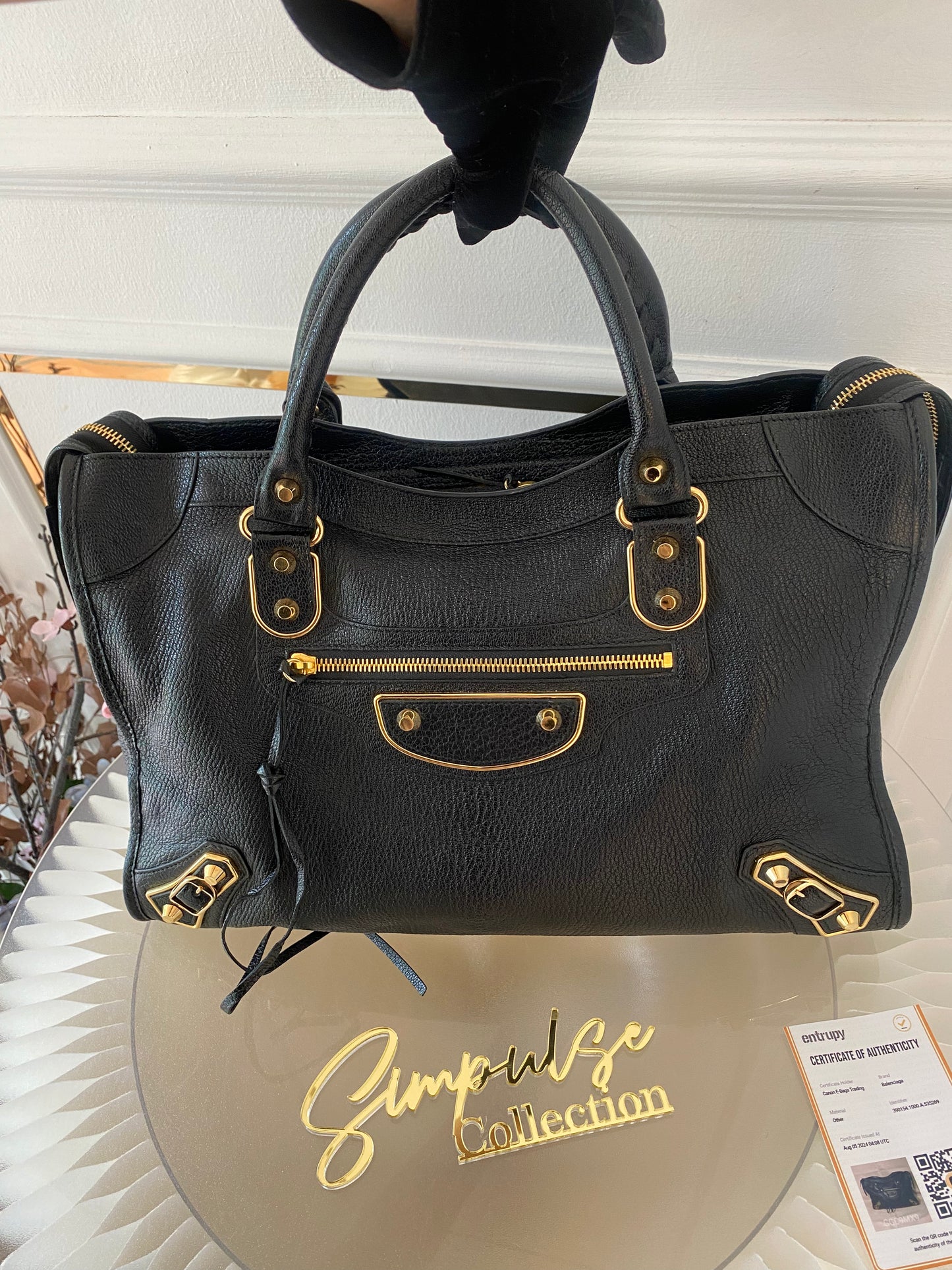 Balenciaga City Metallic Edge Black GHW