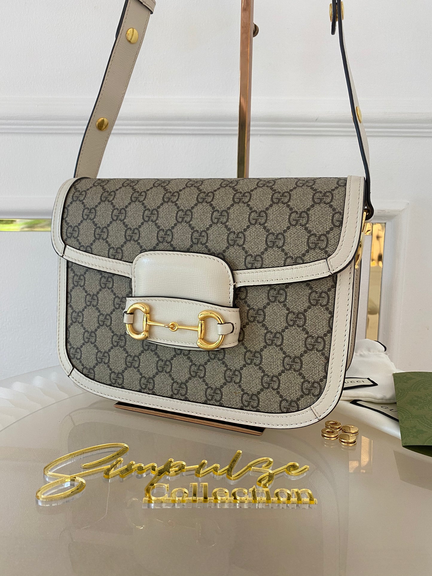 Gg Supreme Horsebit 1955 Bag White