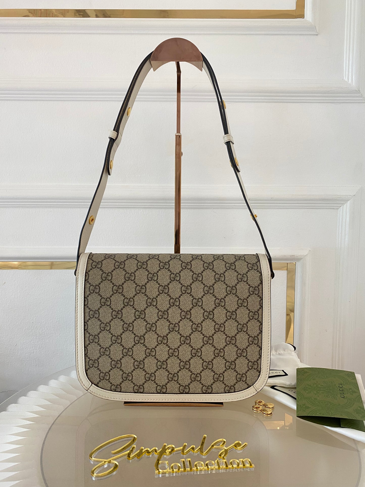 Gg Supreme Horsebit 1955 Bag White