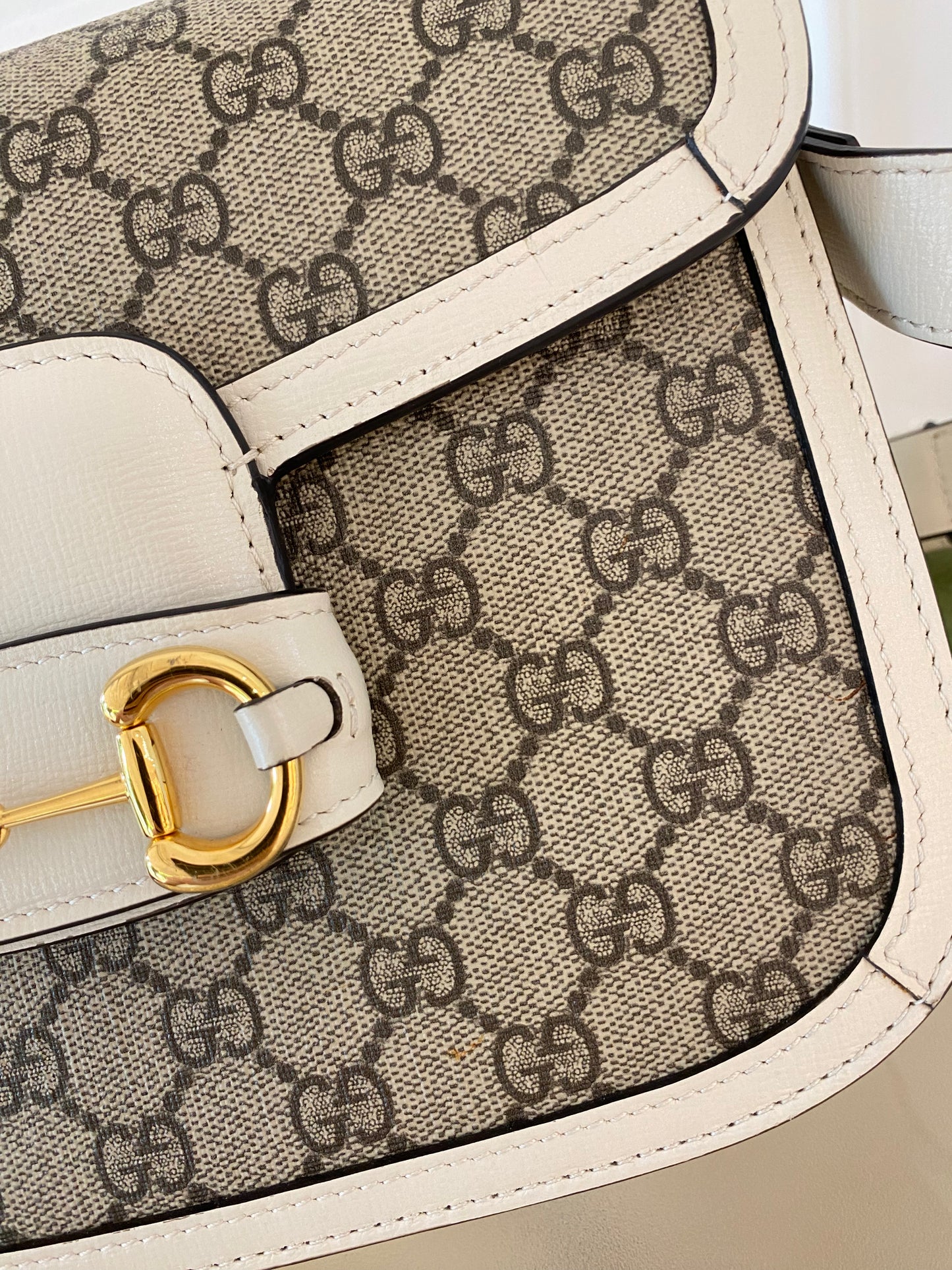 Gg Supreme Horsebit 1955 Bag White