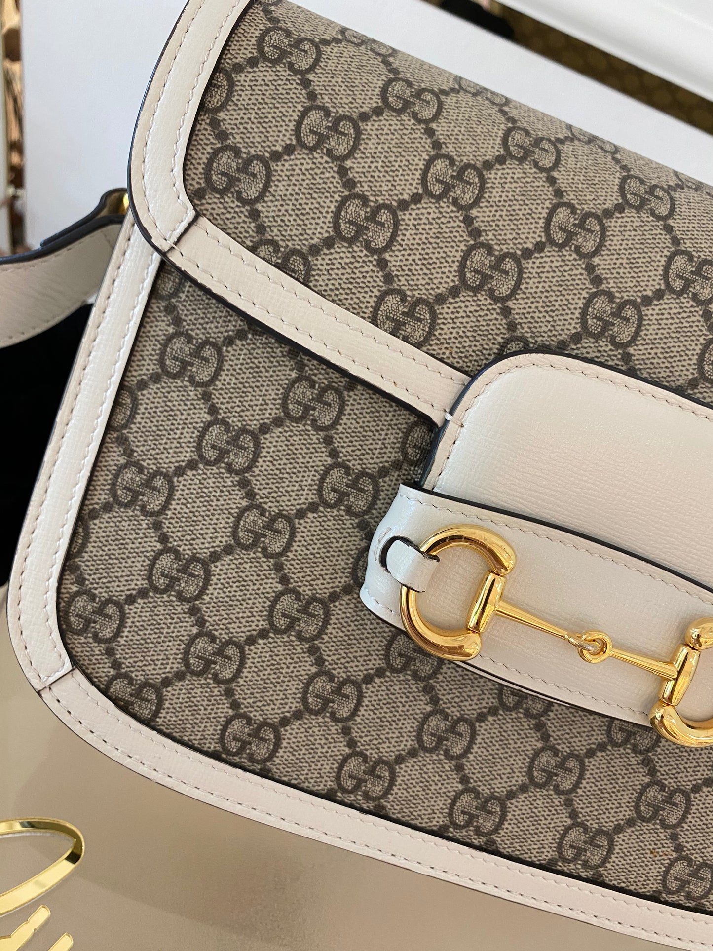 Gg Supreme Horsebit 1955 Bag White