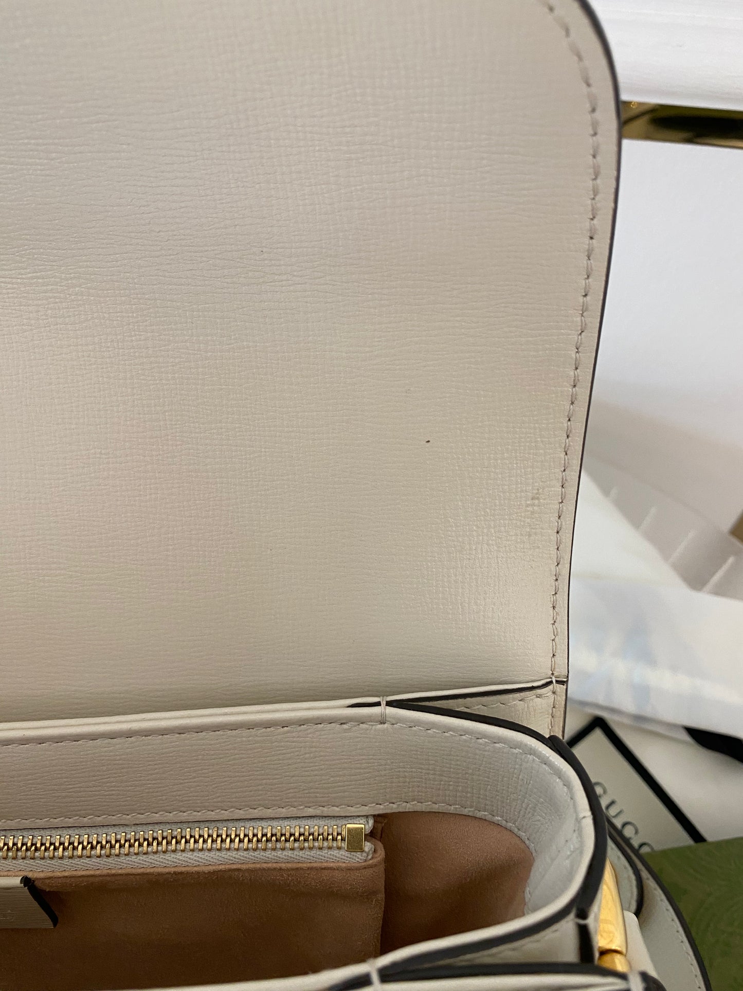 Gg Supreme Horsebit 1955 Bag White